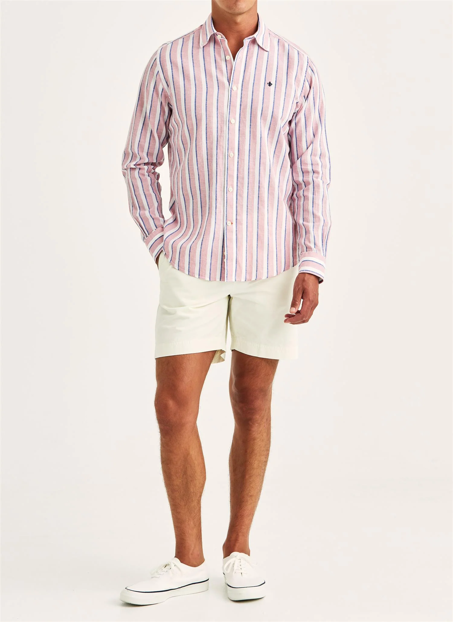 Douglas Classic Fit Linen Shirt Mix Stripe Pink - Image 4