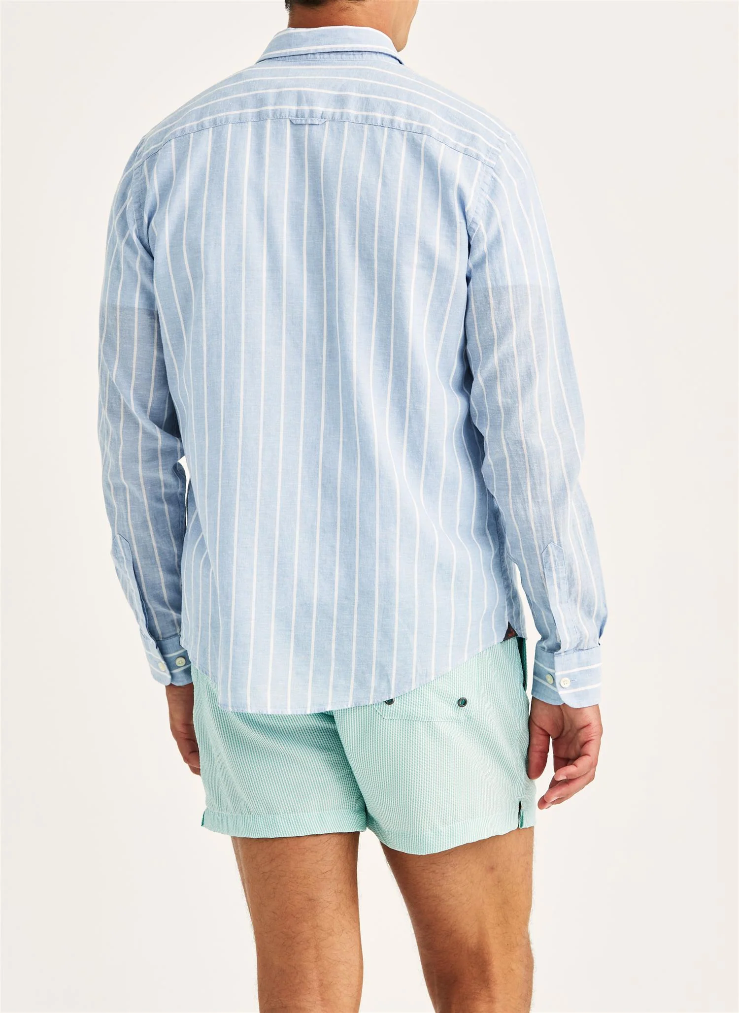 Douglas Classic Fit Linen Shirt Mix Stripe Light Blue - Image 2