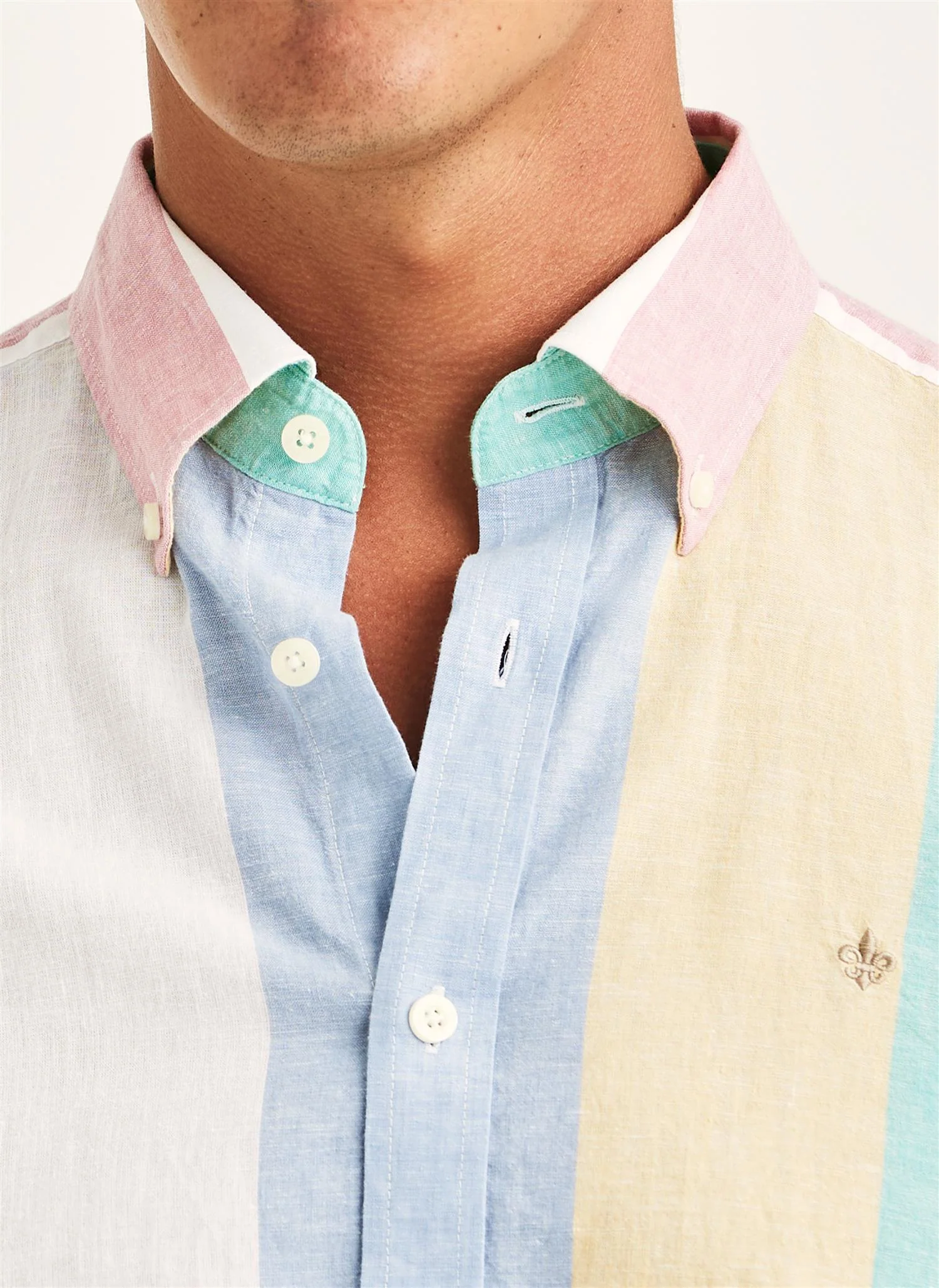 Happy Classic Fit Linen Stripe-Shirt Pink - Image 3
