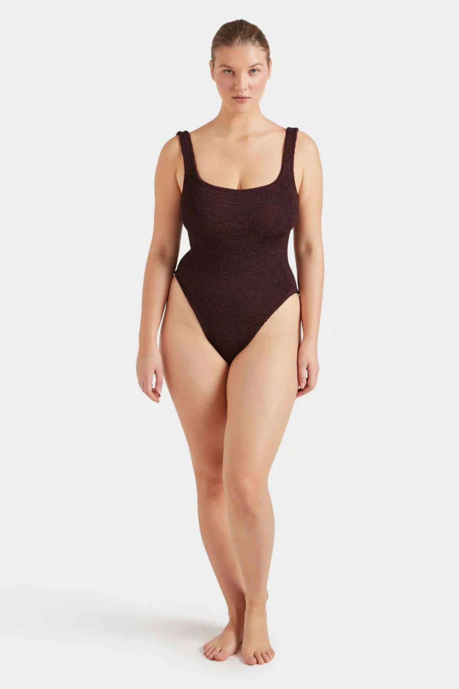 Square Neck Swim- Metallic Chocolate - Image 4