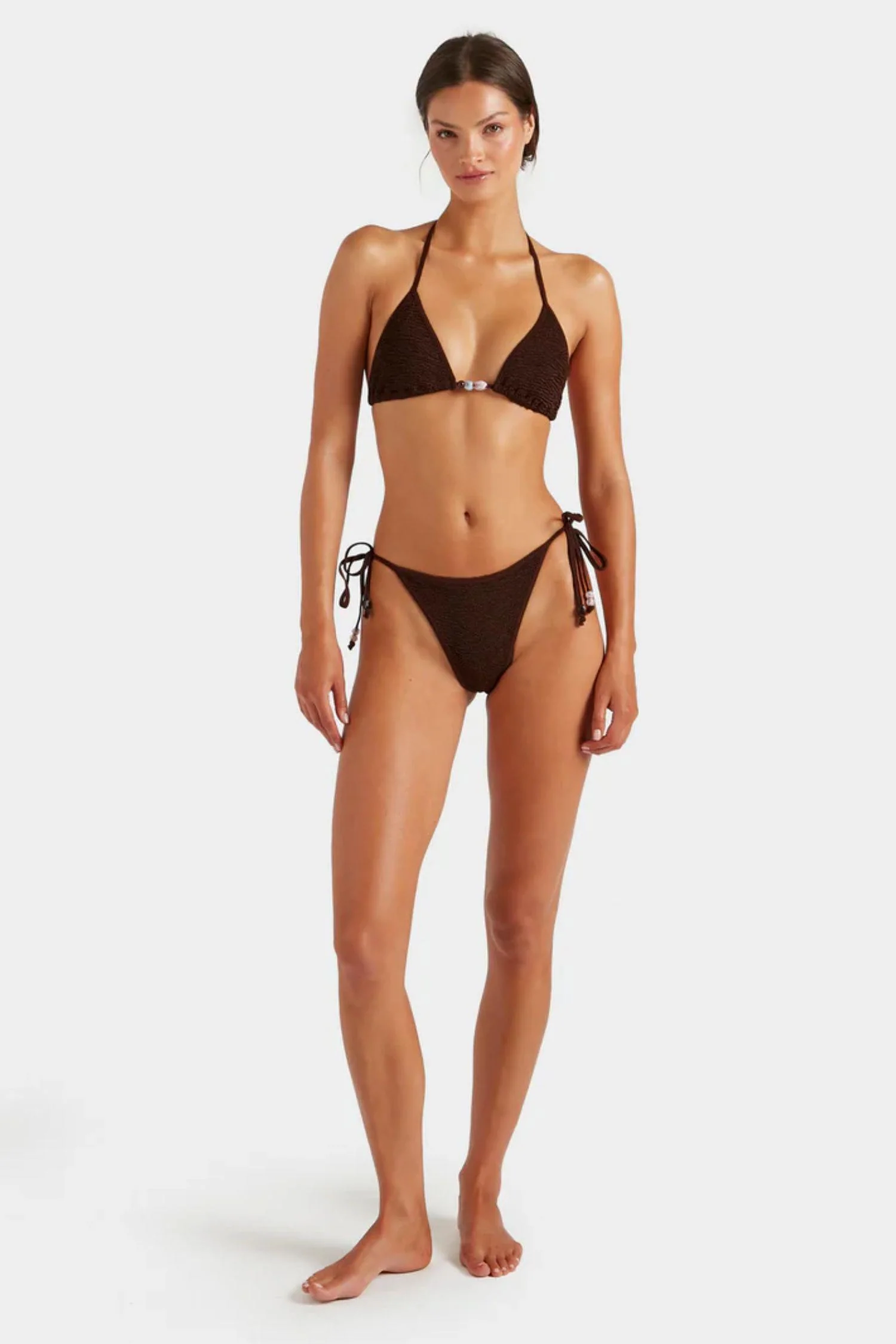 Gina Beaded Bikini- Metallic Chocolate - Image 4