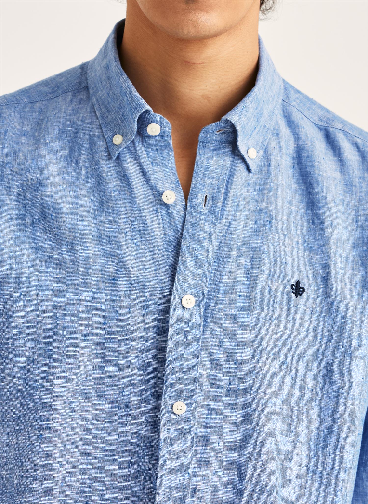 Douglas Classic Fit Linen Shirt Blue - Image 3