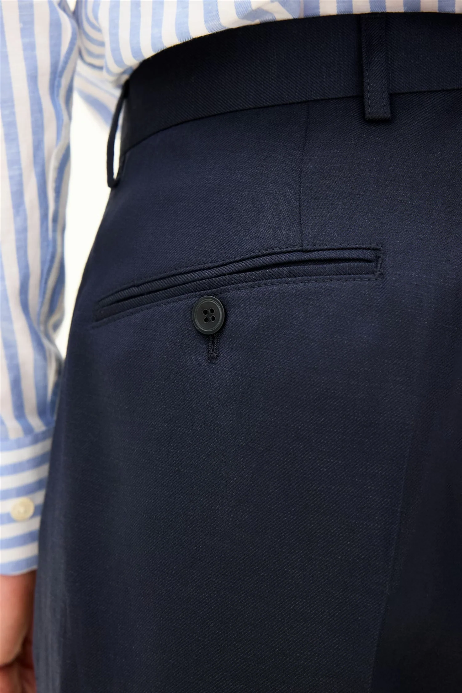 Del Regular Fit Wool/Linen Trousers Navy - Image 6