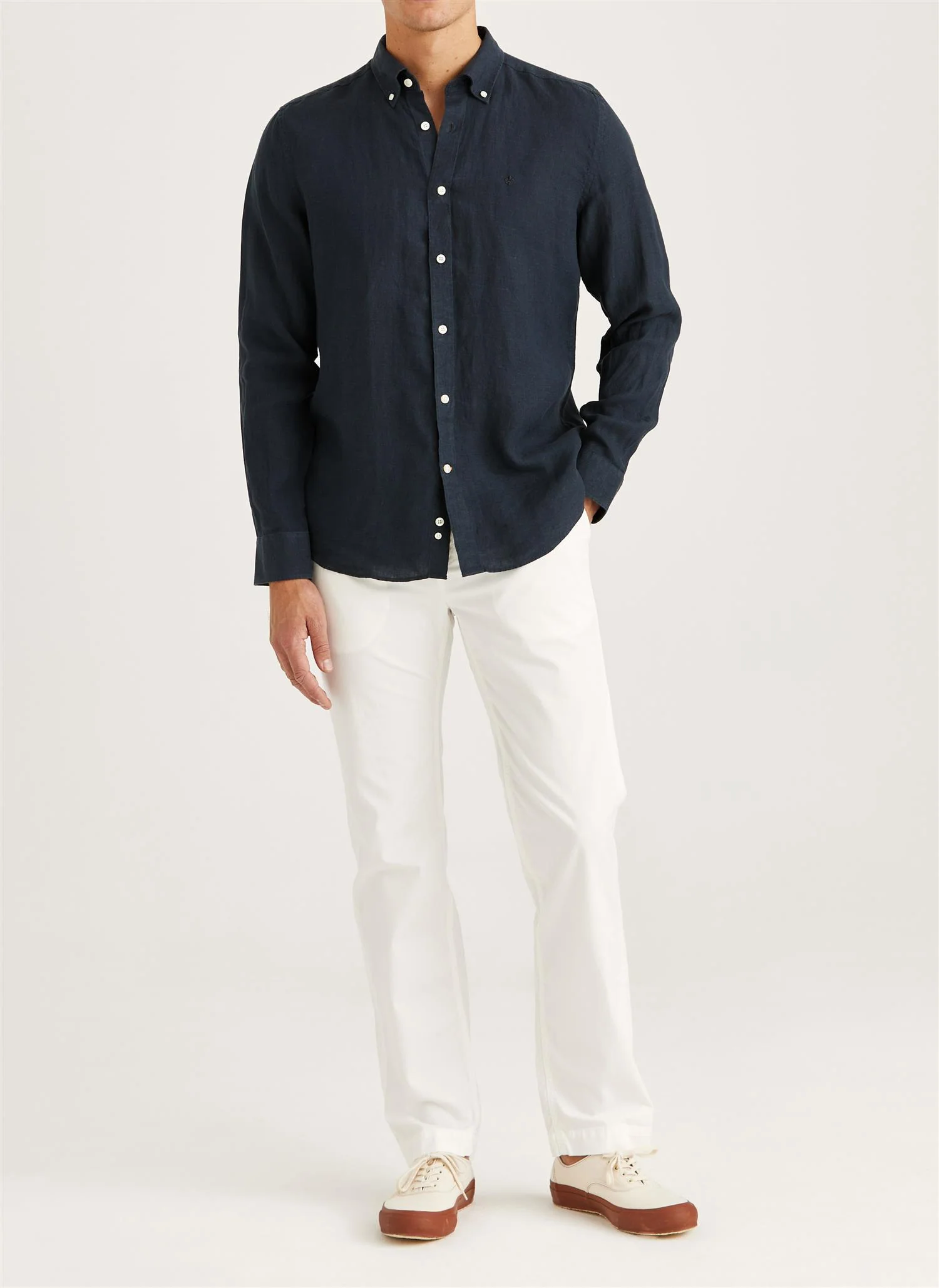 Douglas Classic Fit Linen Shirt Navy - Image 2