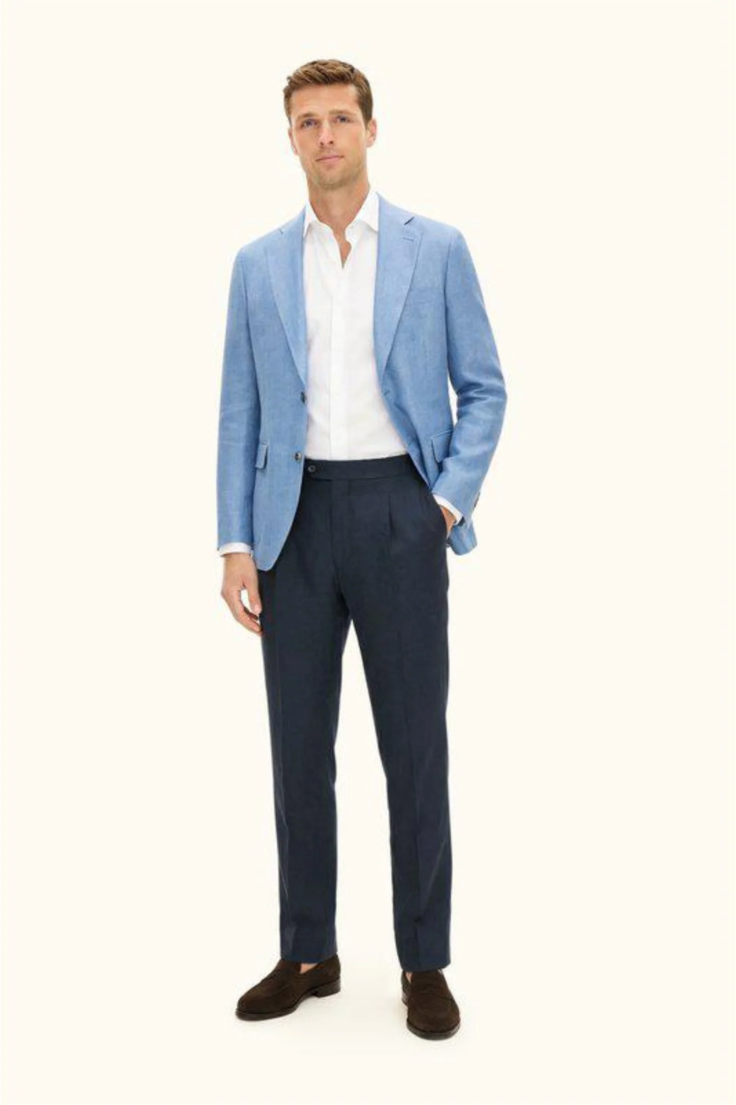 Ferry Soft Regular Fit Linen Blazer Blueberry Blue - Image 2