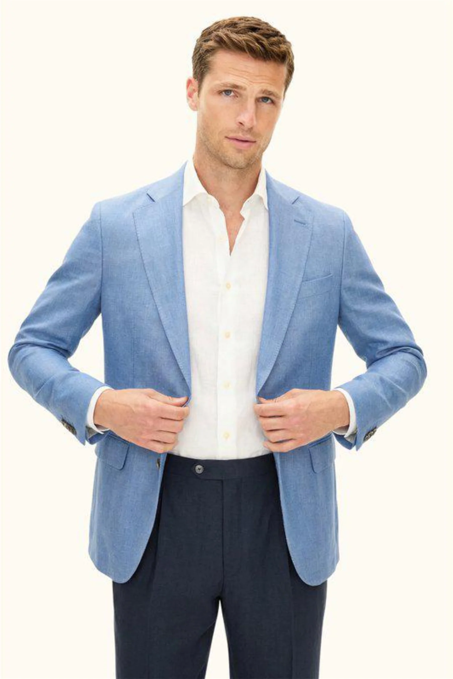 Ferry Soft Regular Fit Linen Blazer Blueberry Blue - Image 3