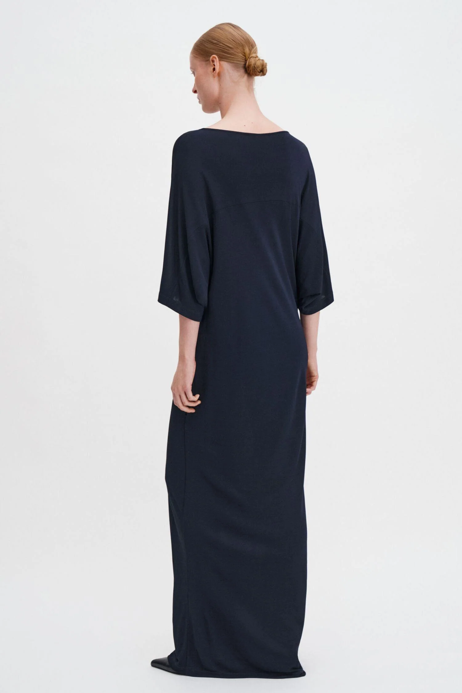 Crépe Jersey Batwing Dress - Navy - Image 2