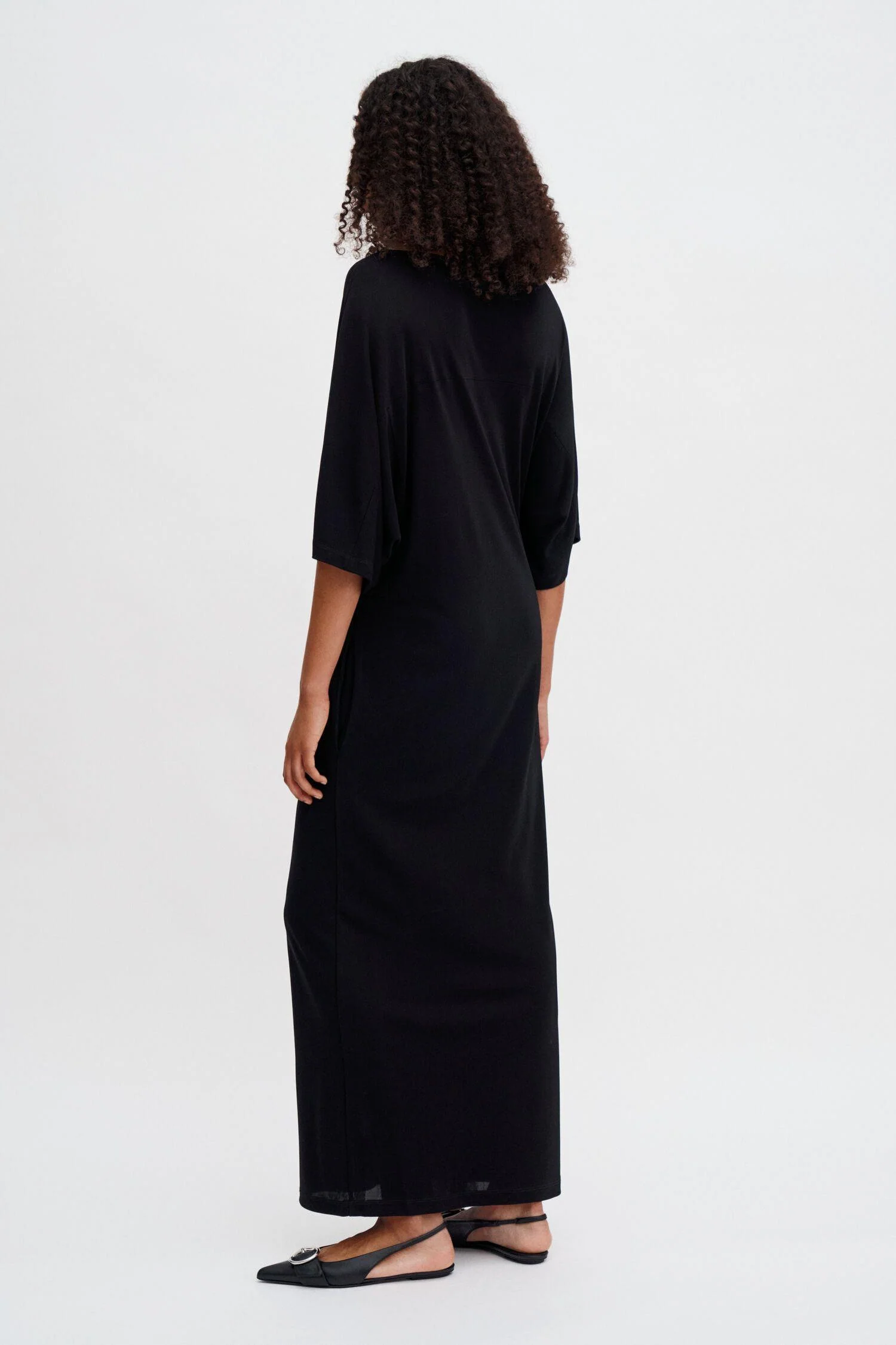 Crépe Jersey Batwing Dress - Black - Image 2