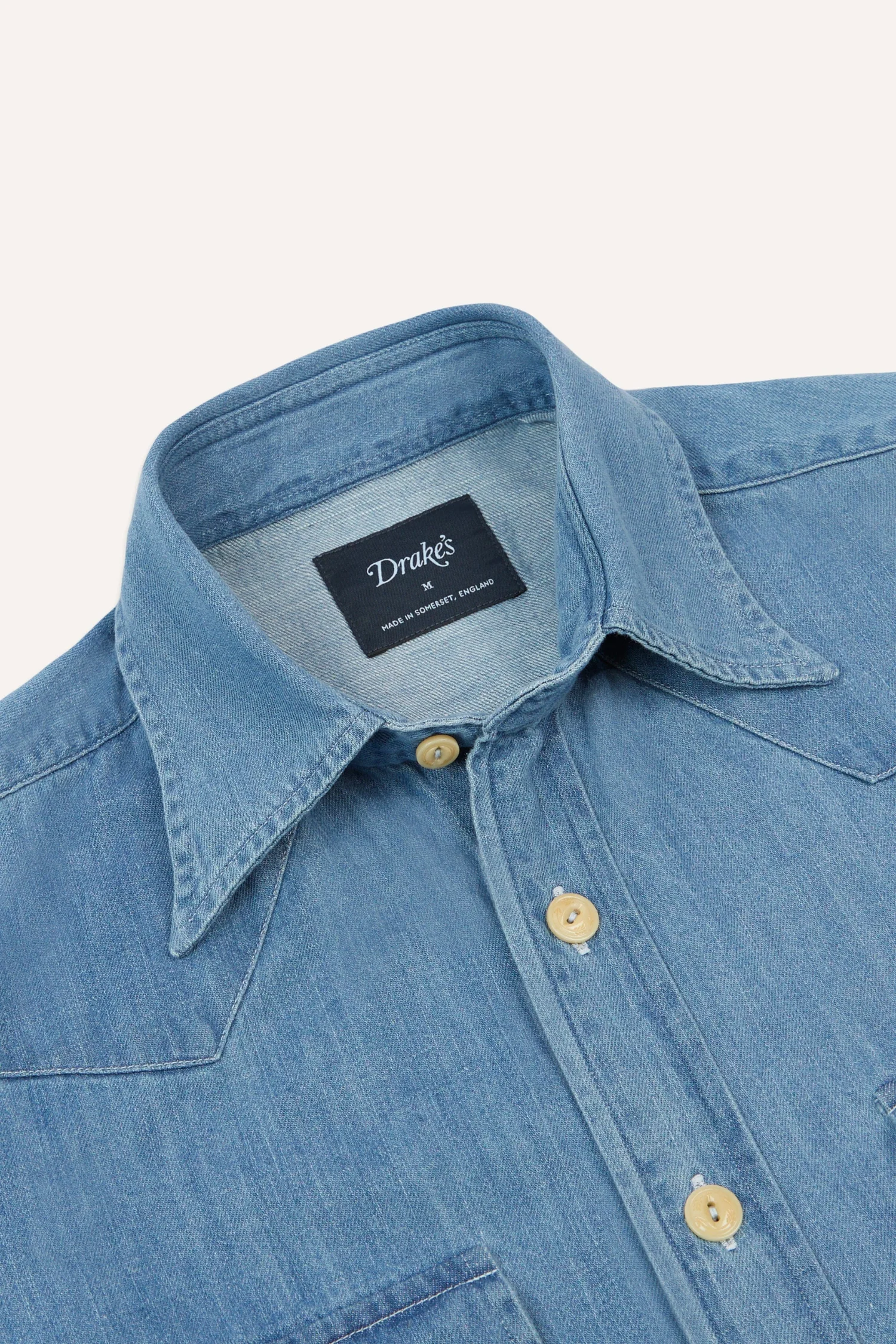 Denim Two-Pocket Western Shirt Bleach Wash - Image 4