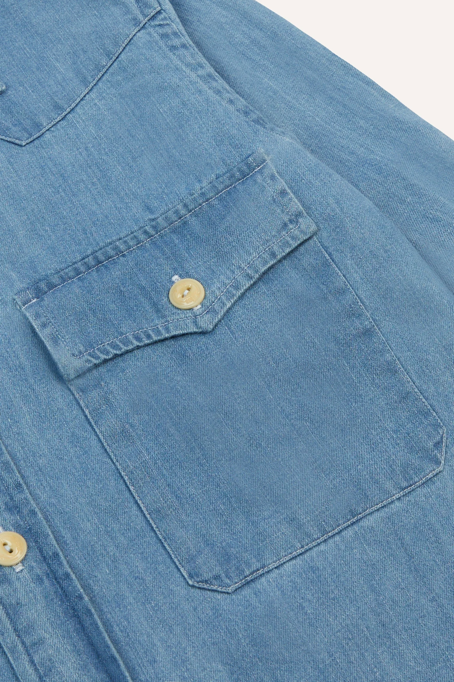 Denim Two-Pocket Western Shirt Bleach Wash - Image 5