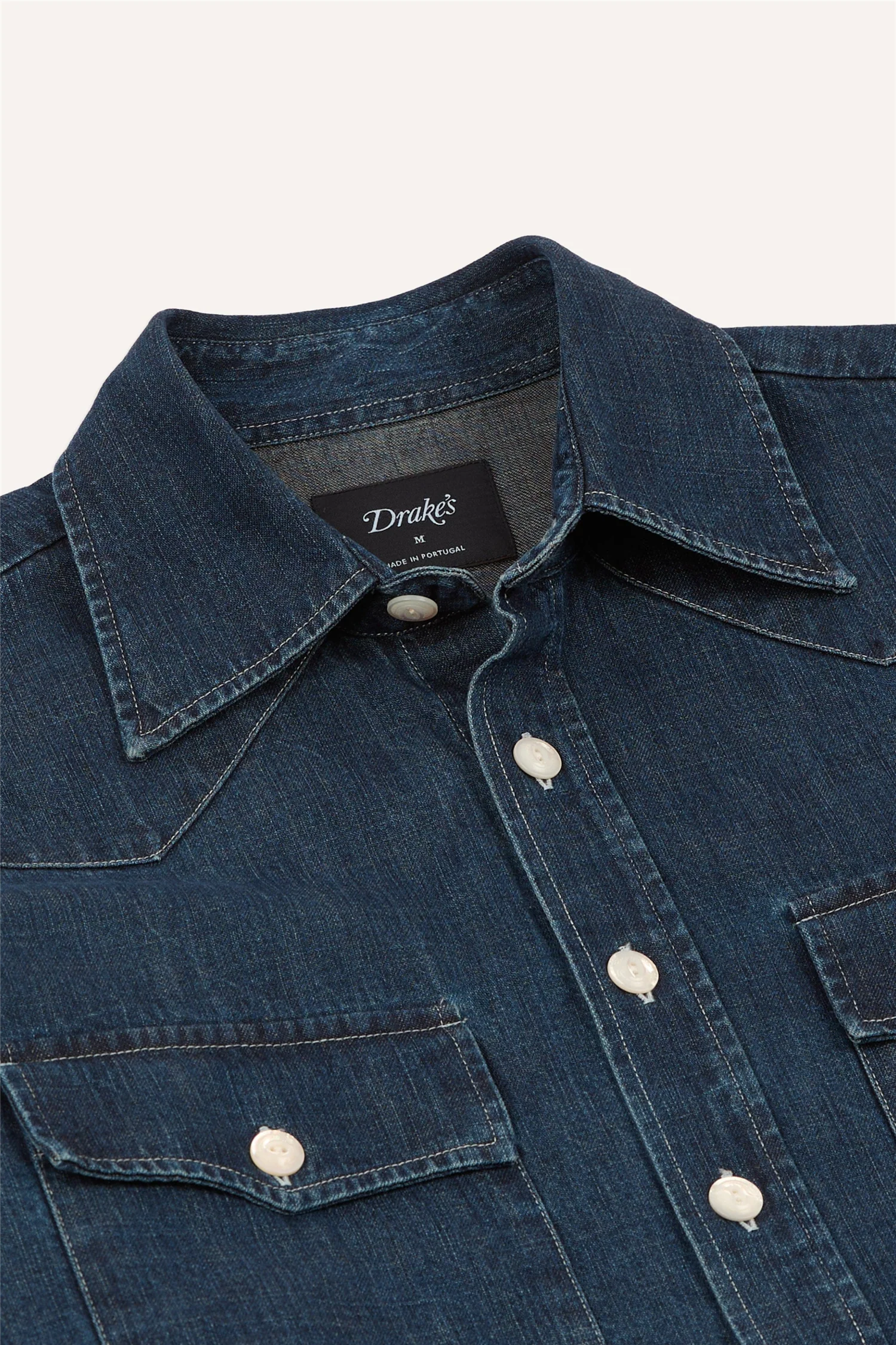 Indigo Rinse Denim Two-Pocket Western Shirt - Image 3