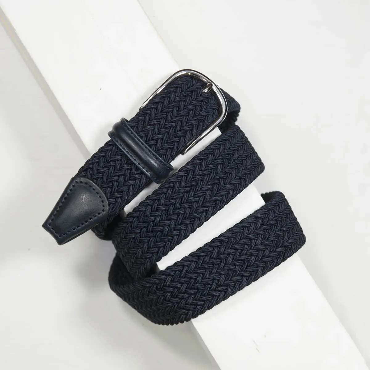 Classic Elastic Woven Belt Navy 3,5 cm - Image 3