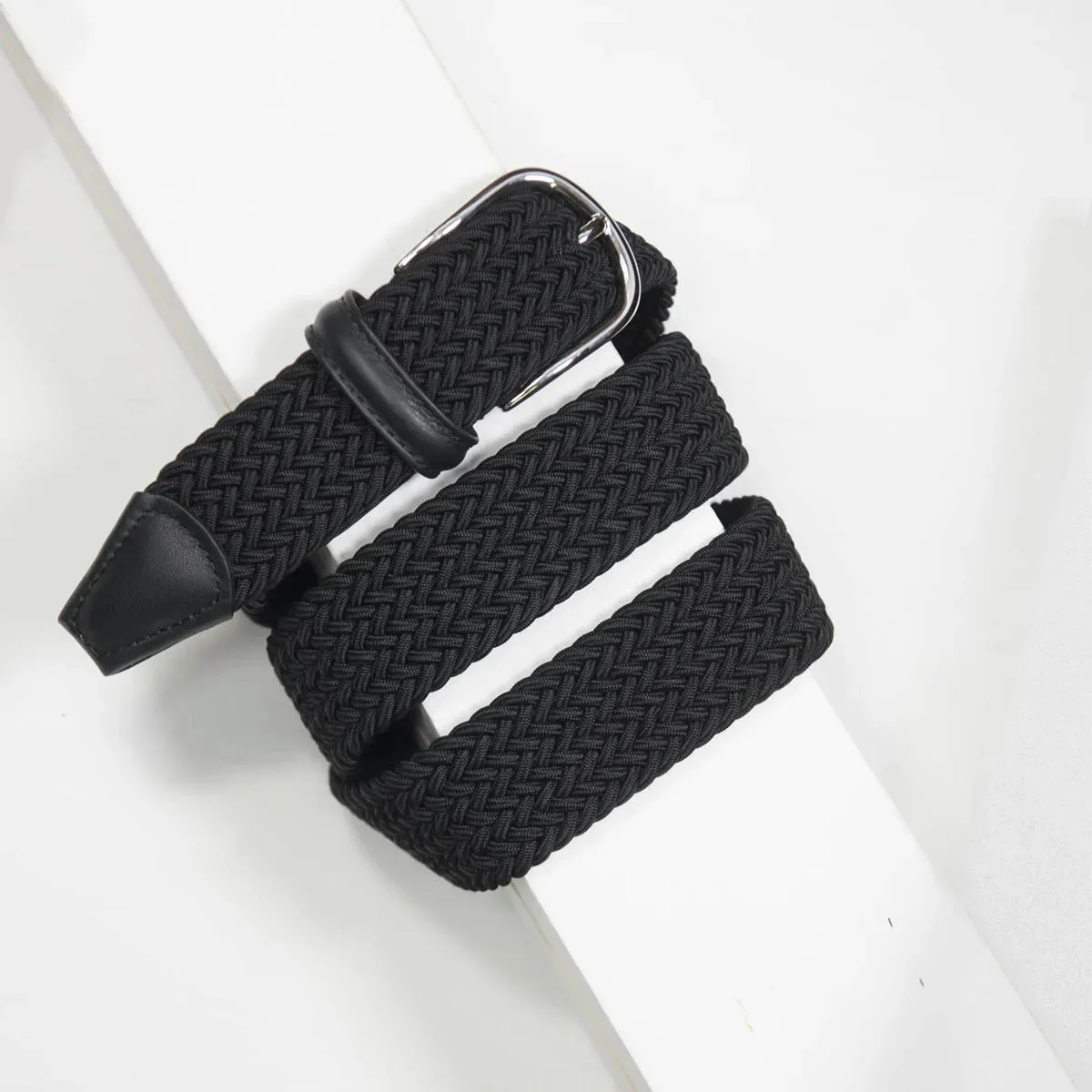 Classic Elastic Woven Belt Black 3,5 cm - Image 3