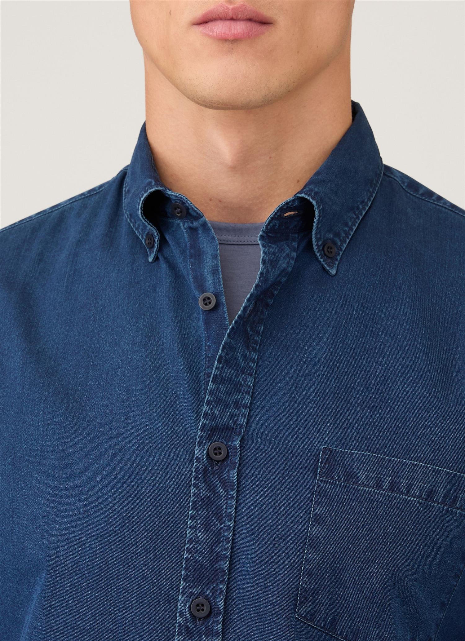 Button Down Twill Shirt Indigo - Image 6