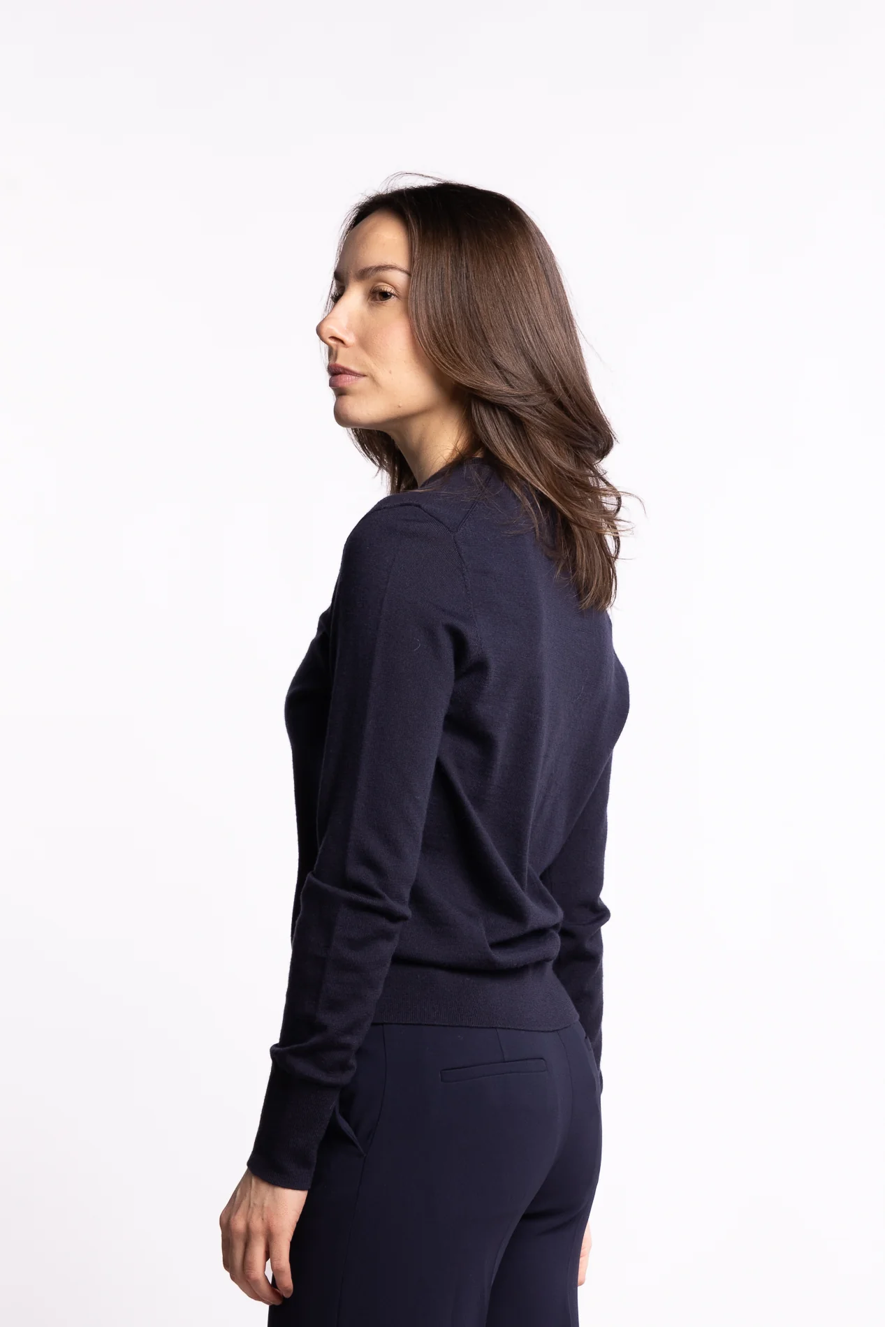 Merino Short Cardigan- Dark Navy - Image 2