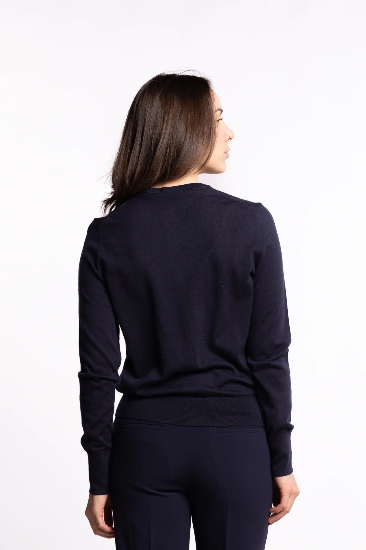 Merino Short Cardigan- Dark Navy - Image 3