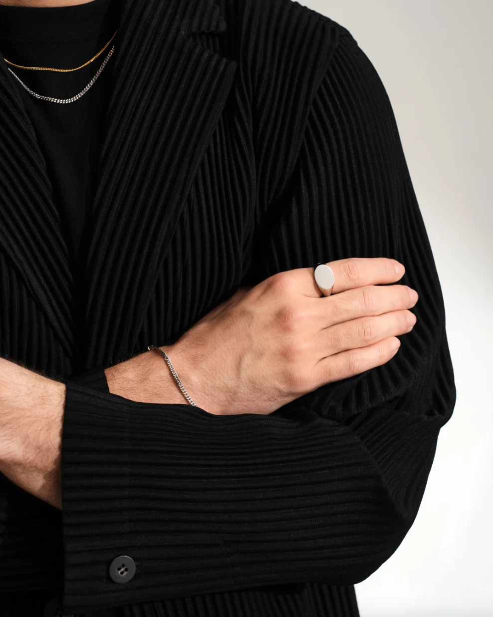 Men's Curb Bracelet M Silver - Image 2