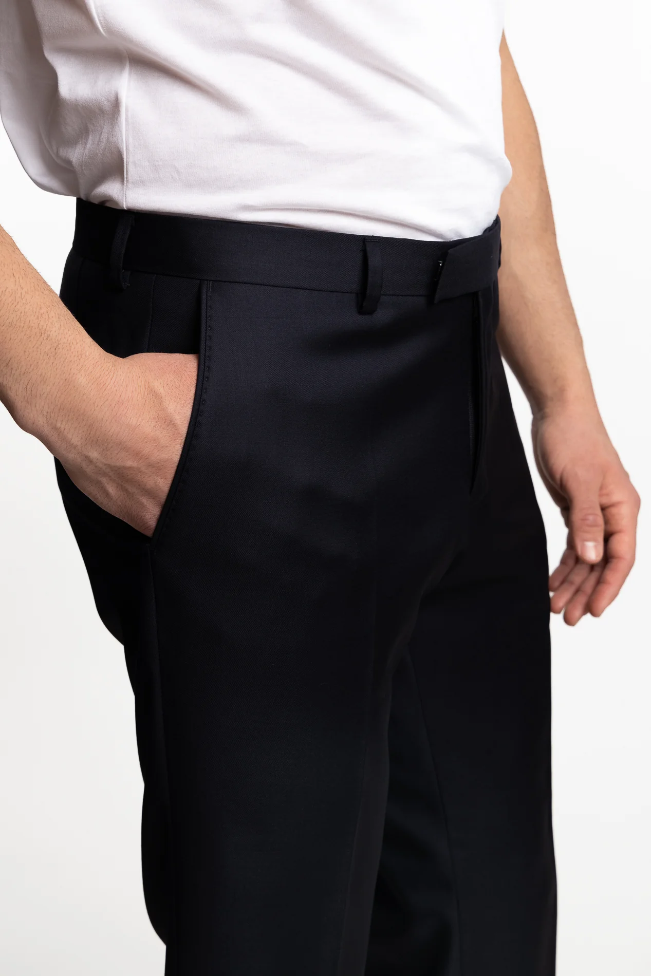 Palermo Slim Fit Wool Trousers Ink Blue - Image 4
