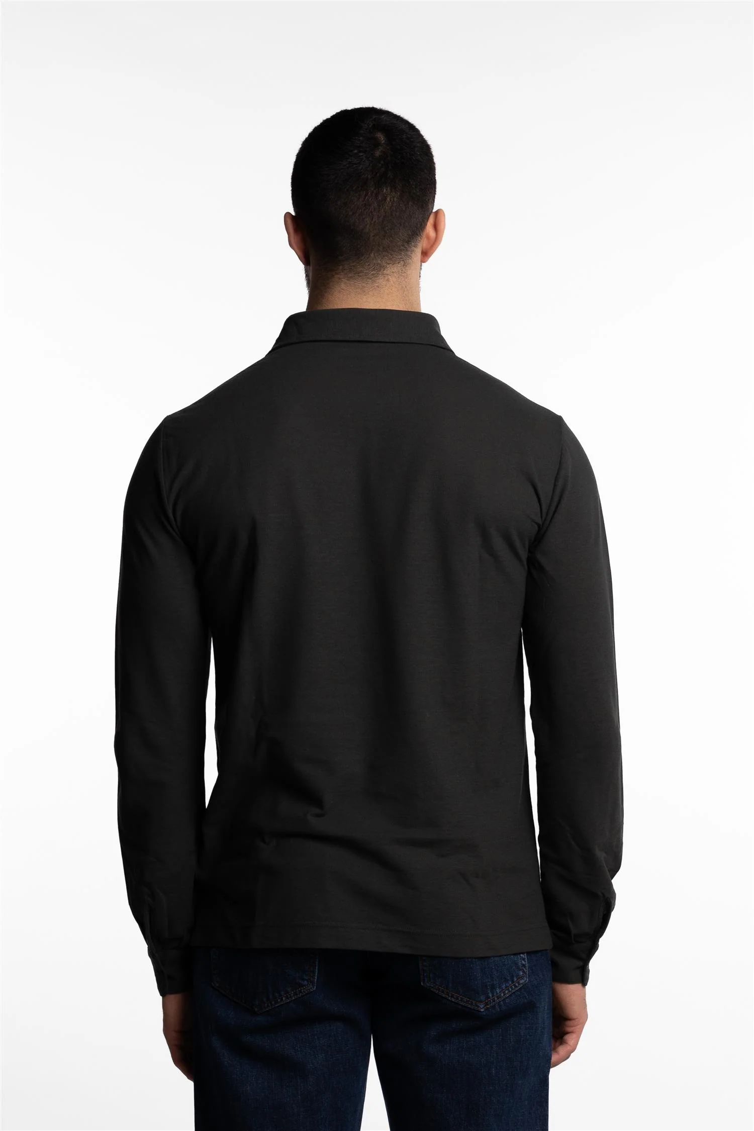 Ice Cotton Long Sleeve Polo Green - Image 3