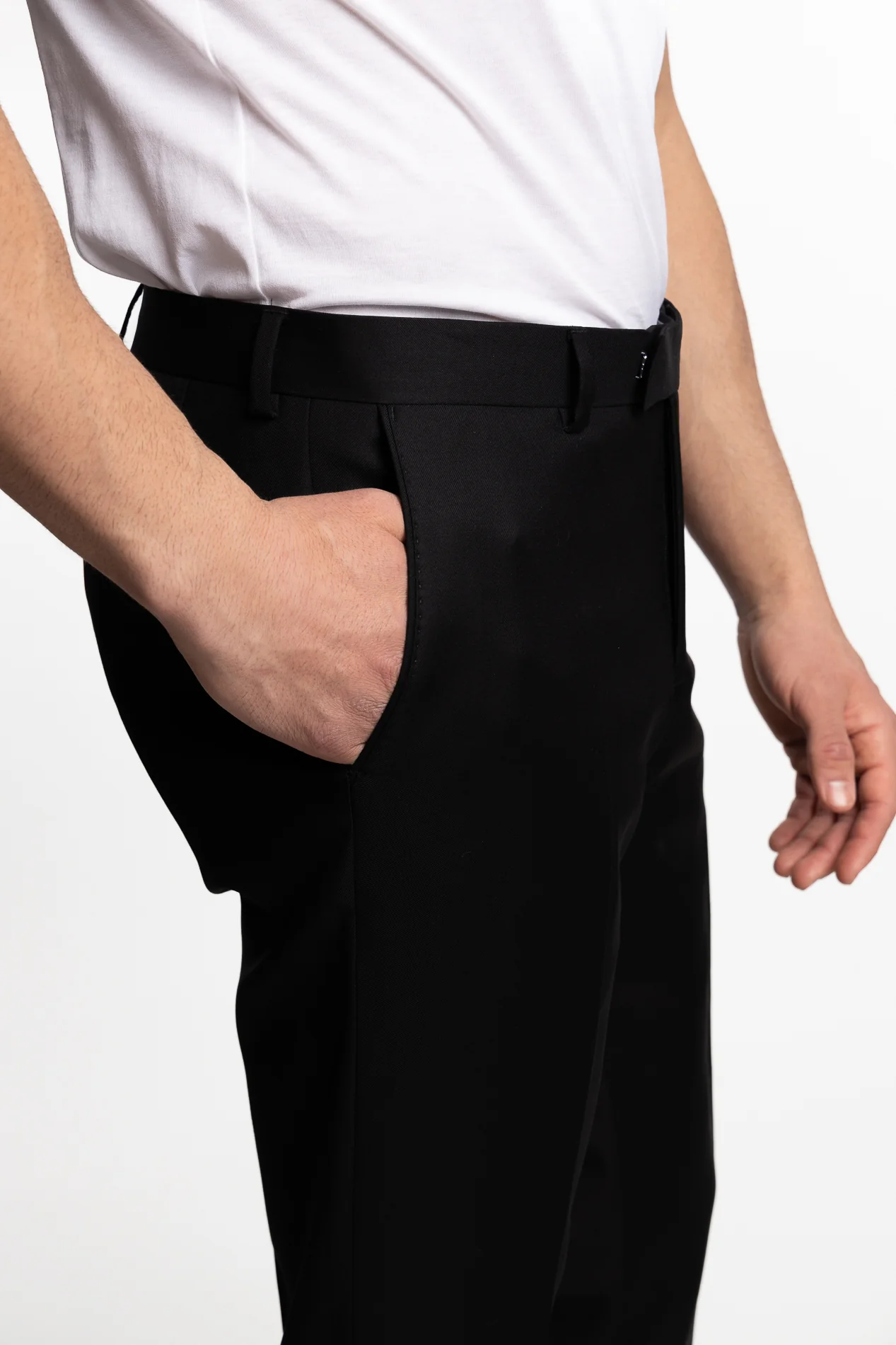 Palermo Slim Fit Wool Trousers Black - Image 4