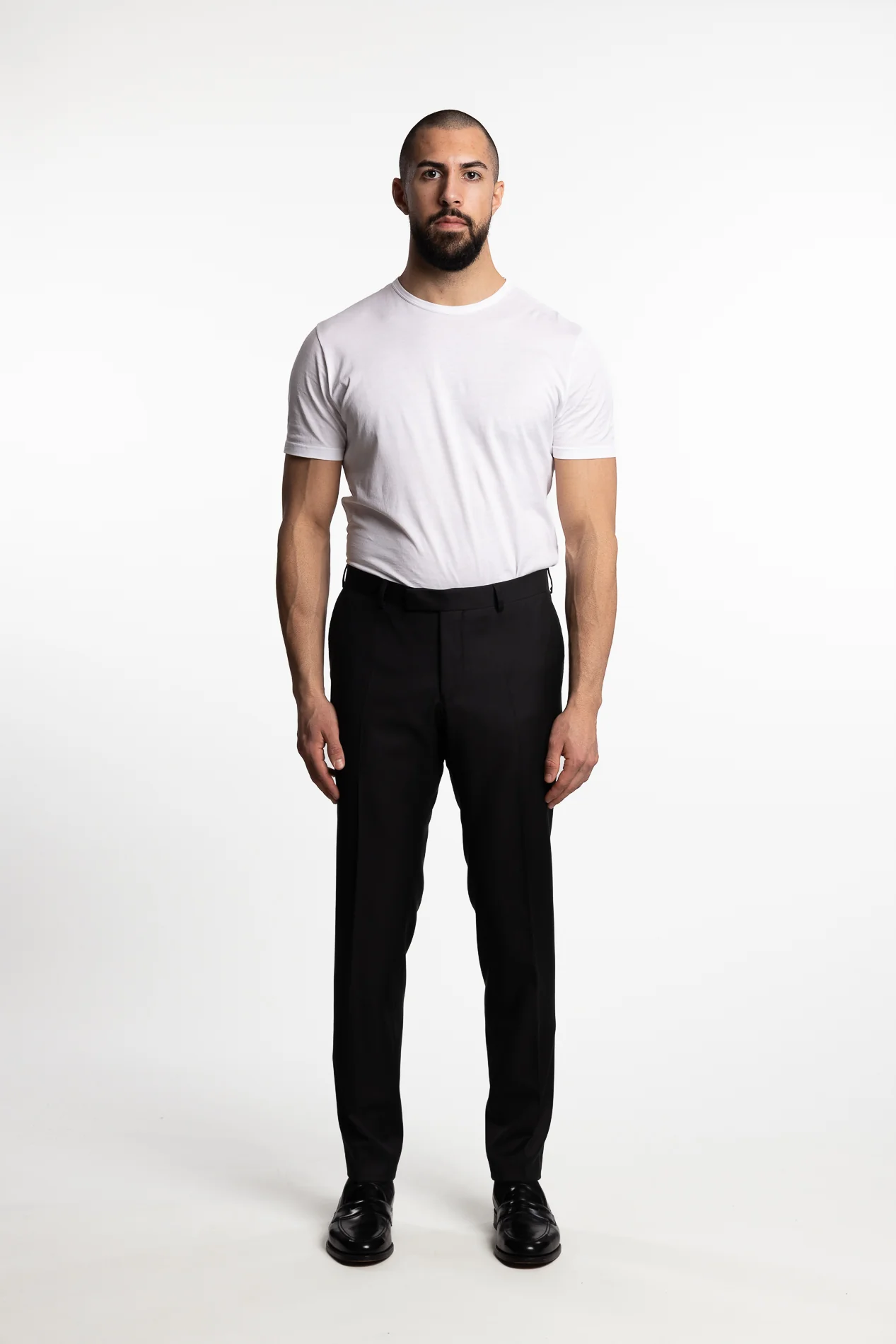 Palermo Slim Fit Wool Trousers Black - Image 5