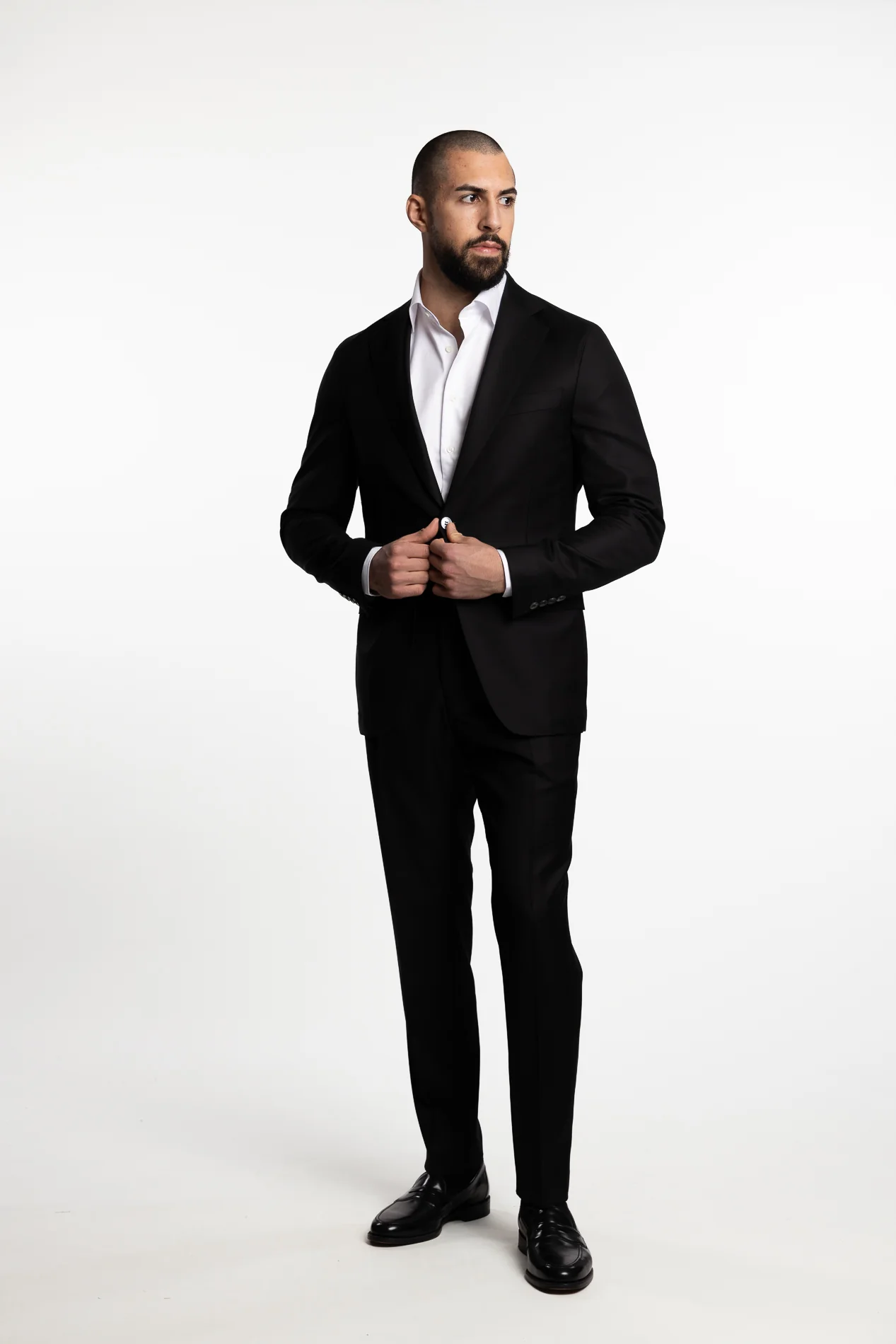 Palermo Slim Fit Wool Trousers Black - Image 6