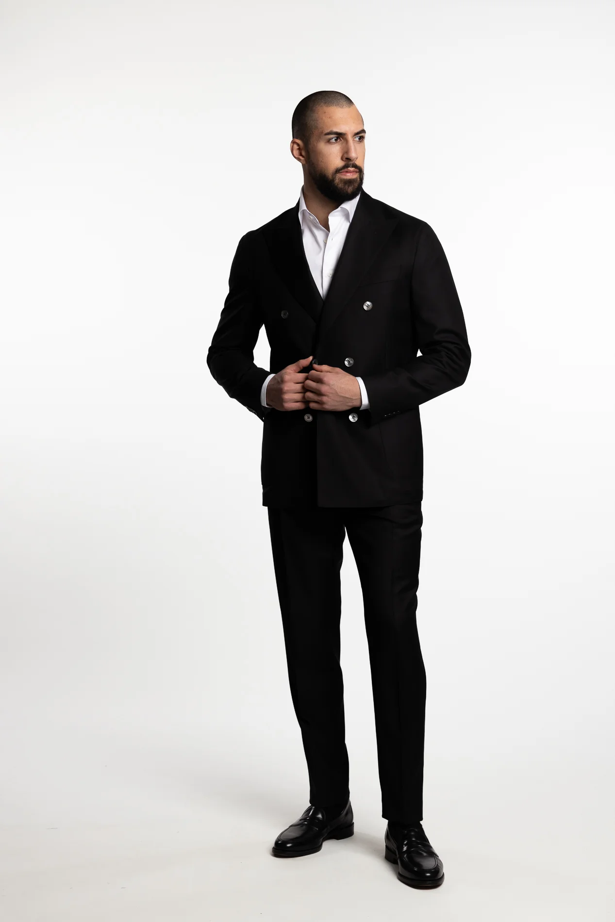 Palermo Slim Fit Wool Trousers Black - Image 8
