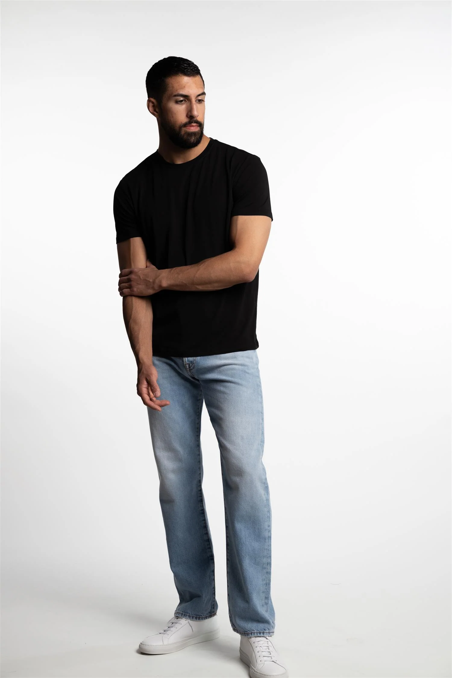 Bamboo/Cotton Crew Neck T-Shirt Black - Image 5