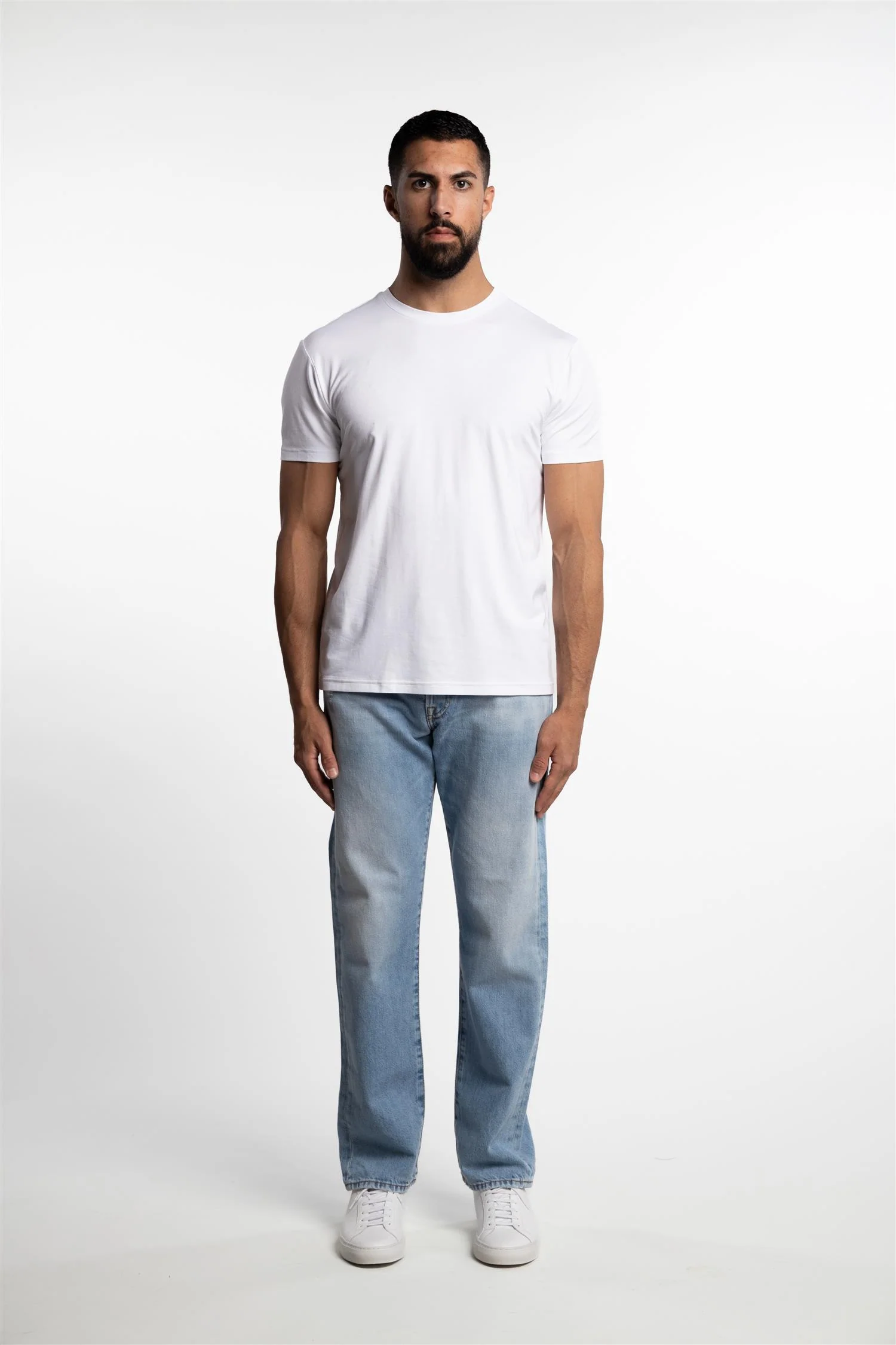 Bamboo/Cotton Crew Neck T-Shirt White - Image 4