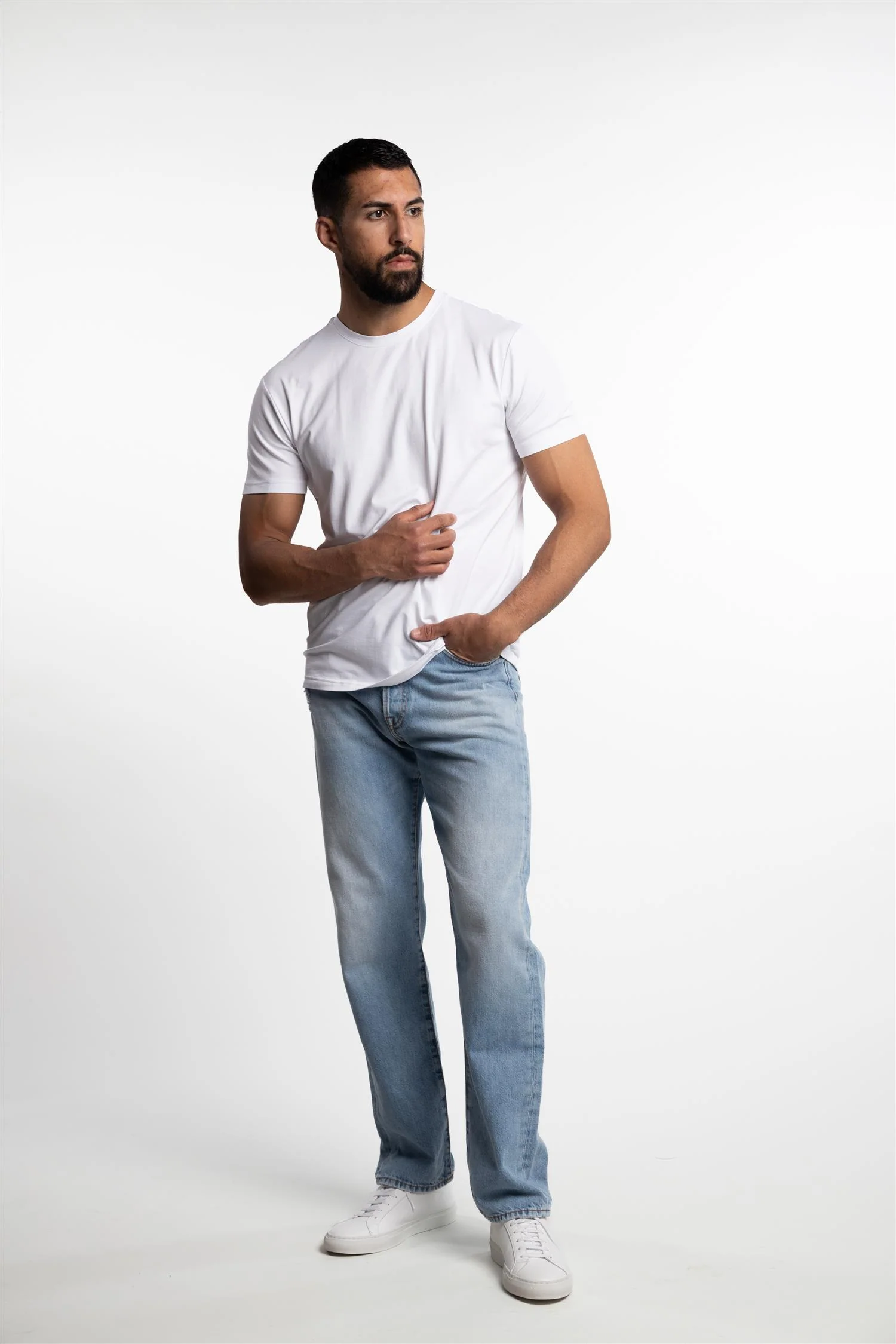 Bamboo/Cotton Crew Neck T-Shirt White - Image 5