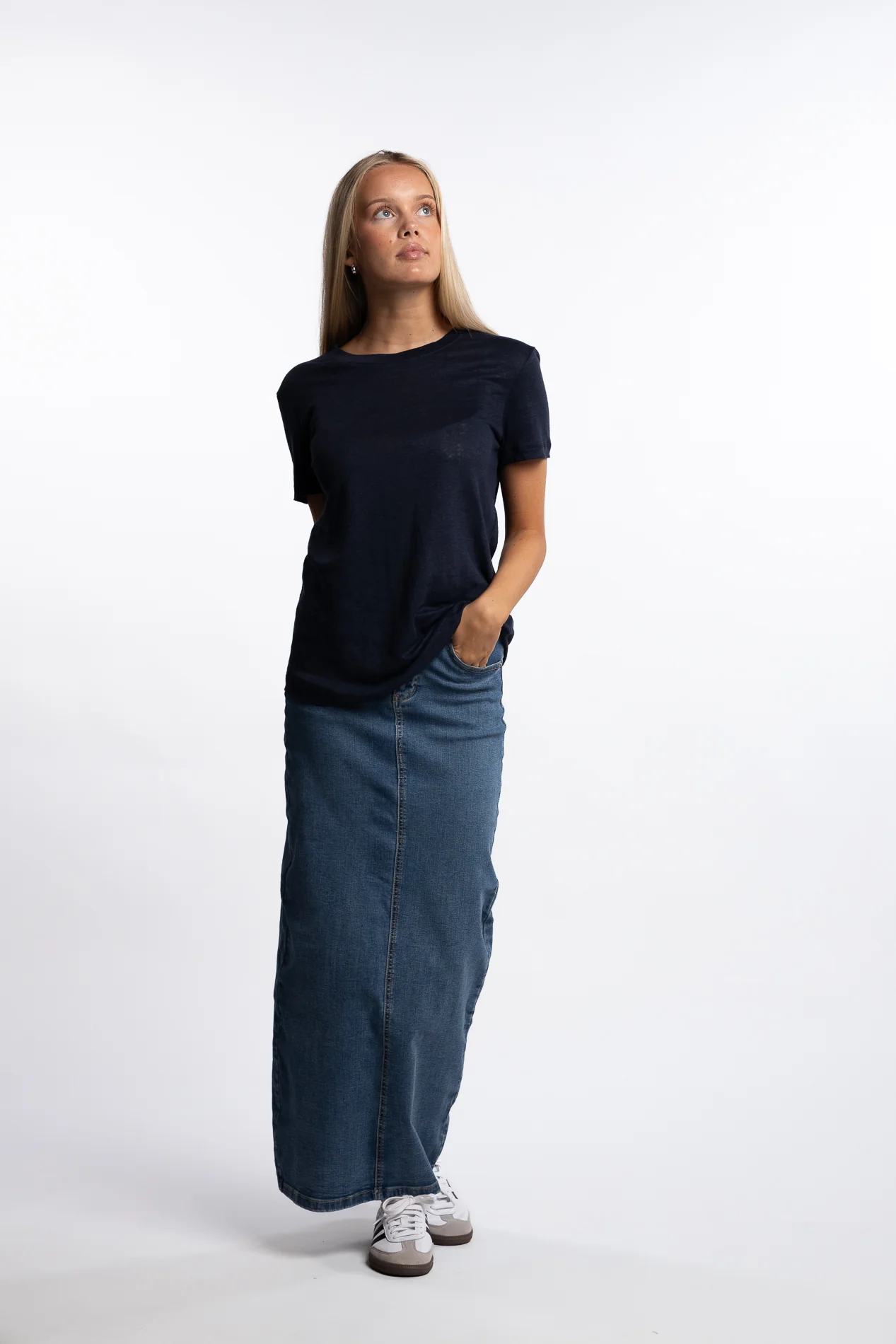 Jane Linen Tee- Navy - Image 4