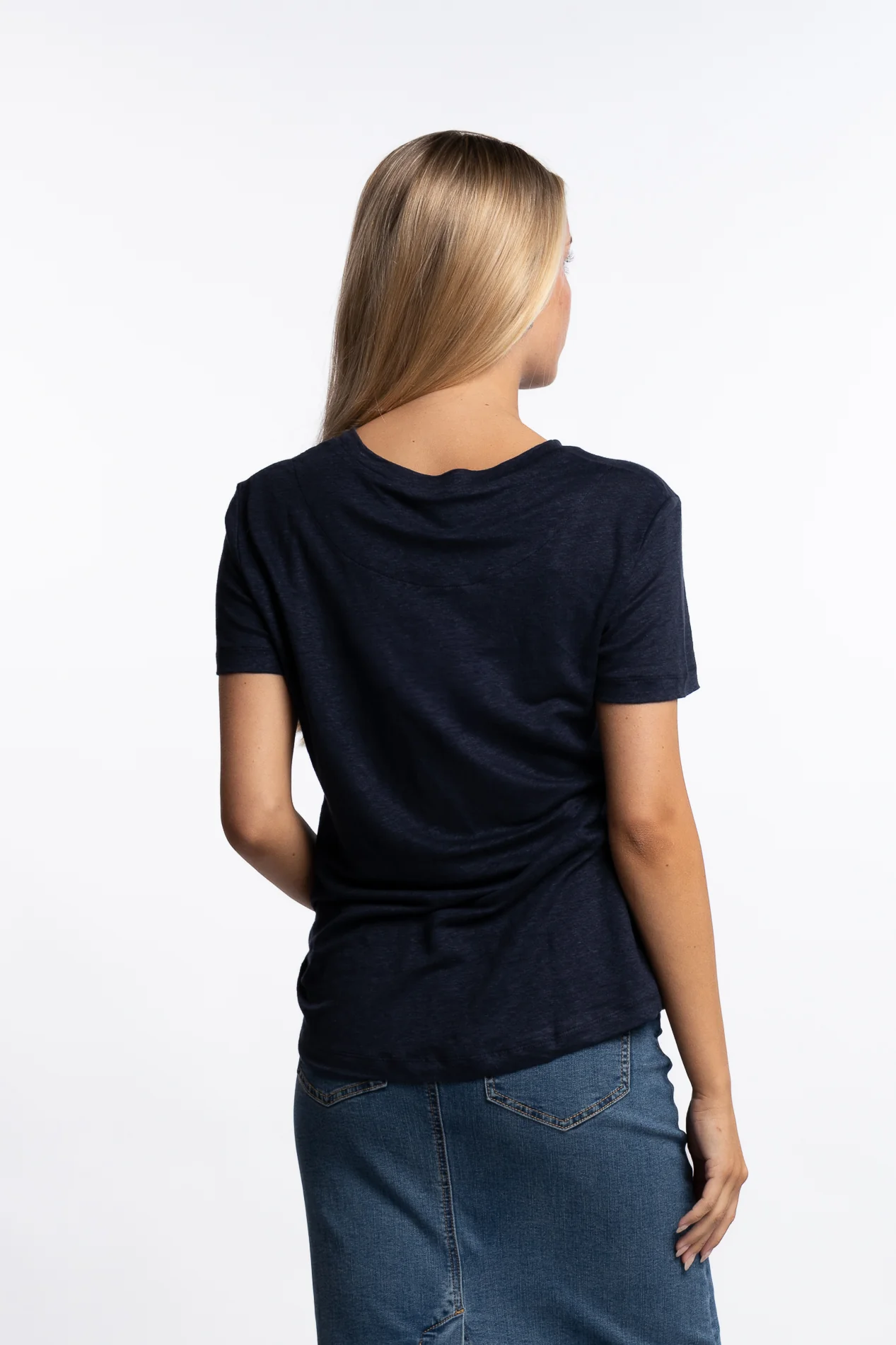 Jane Linen Tee- Navy - Image 6