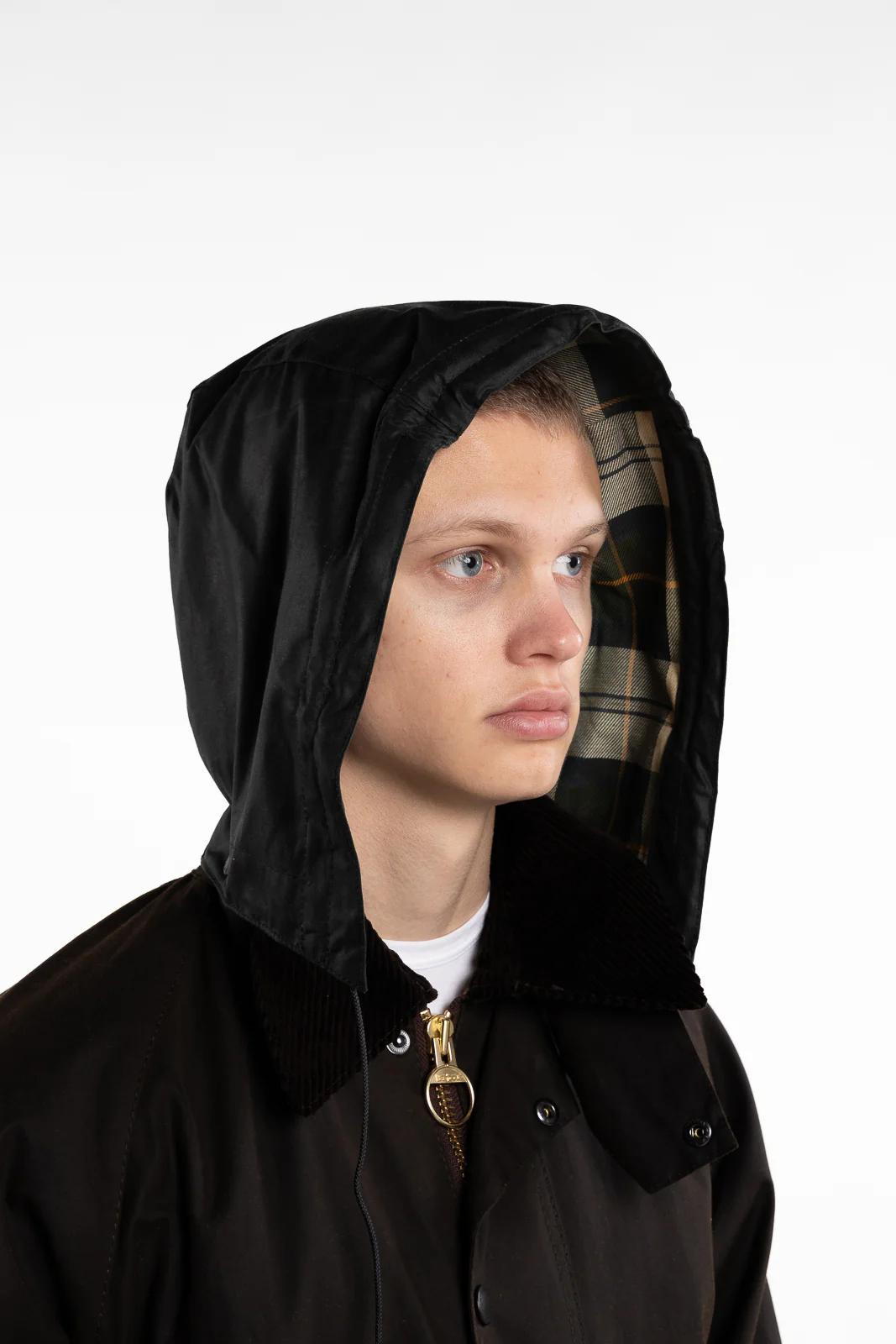 Waxed Cotton Plain Hood Olive - Image 2