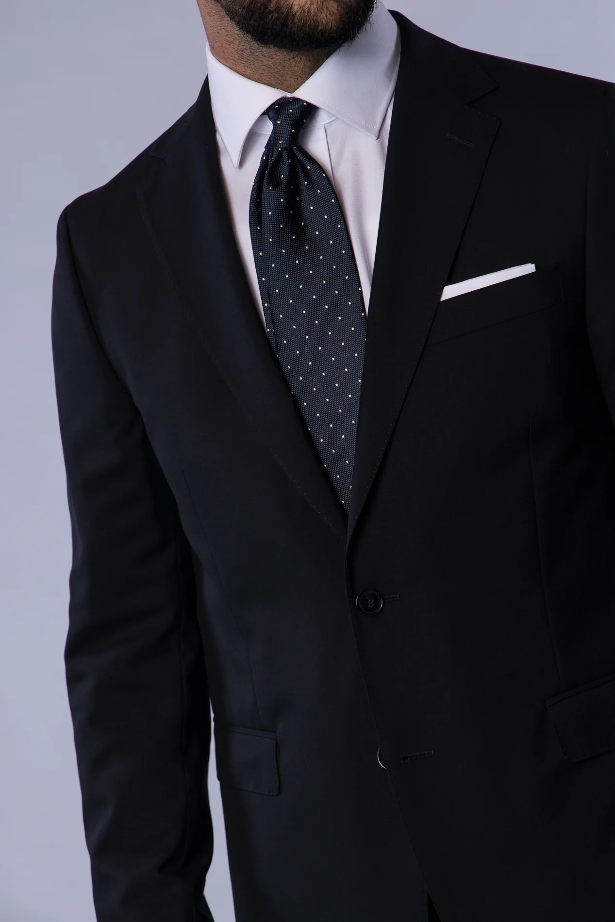 Silk Woven Tie marine med hvite prikker - Image 2