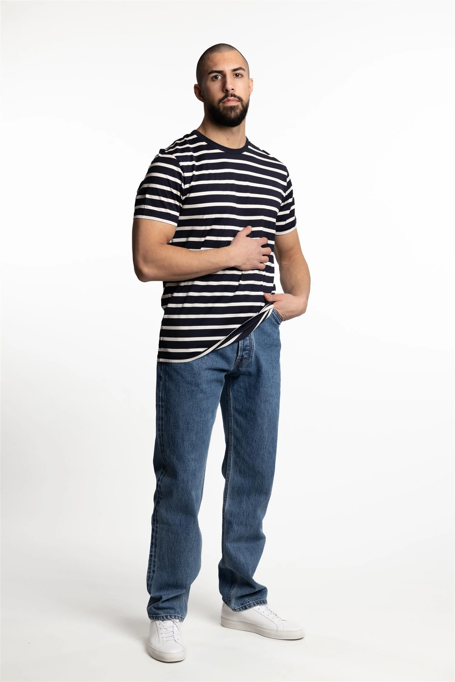 Classic T-Shirt Navy/Ecru Breton - Image 5