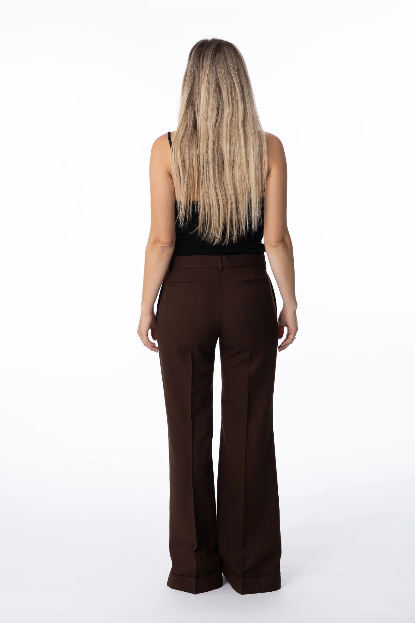 Tailored Flared Trousers- Chestnut Brown - Image 4