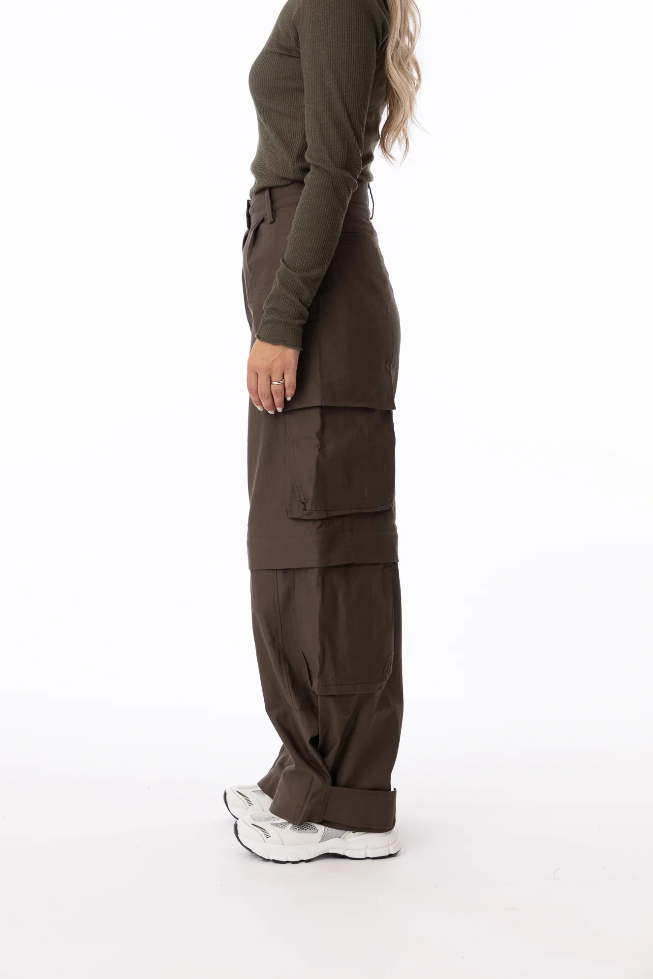 Ebba Cargo Trousers- Olive Green - Image 5
