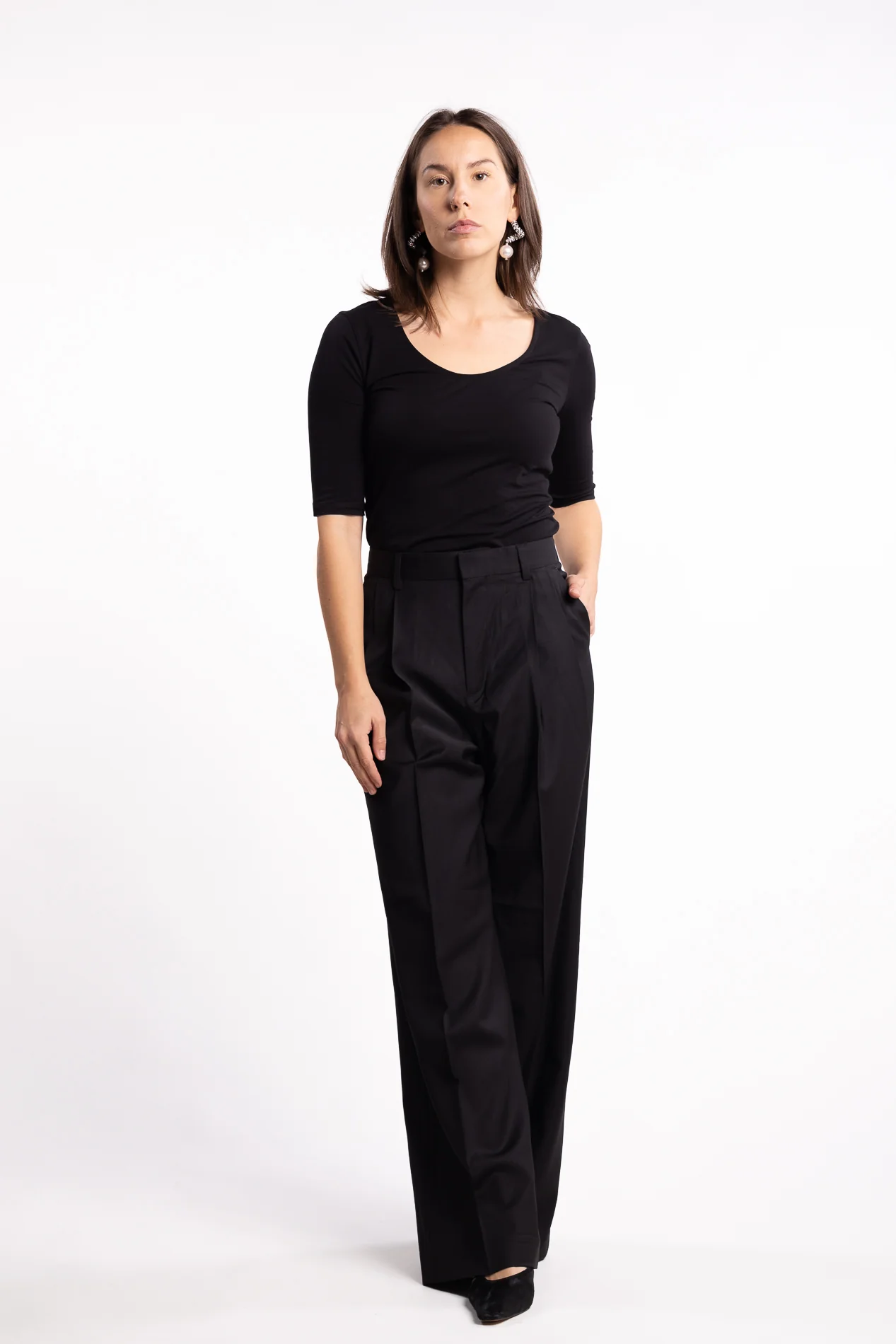 Darcey Wool Trousers- Black - Image 4