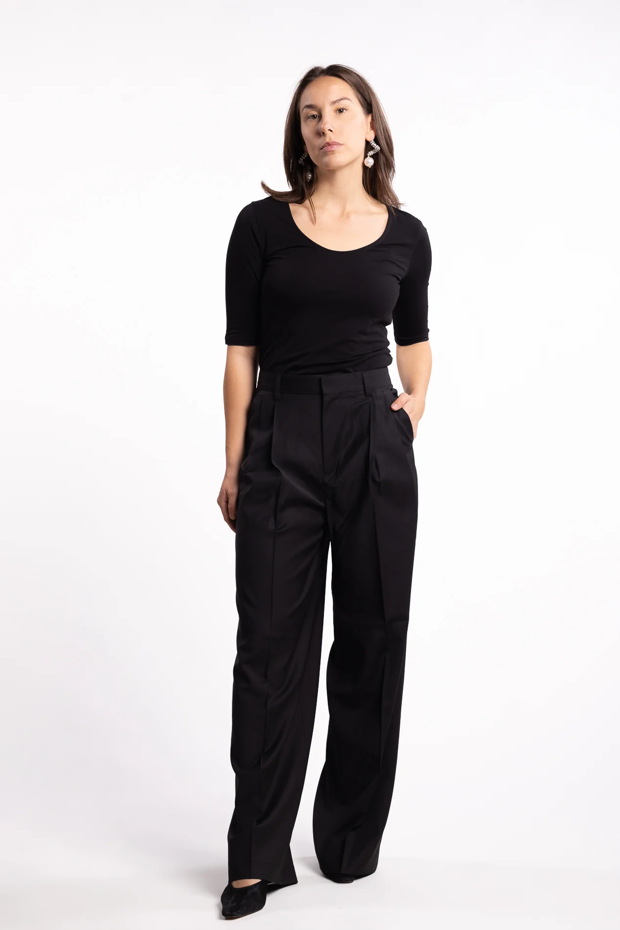 Darcey Wool Trousers- Black - Image 6