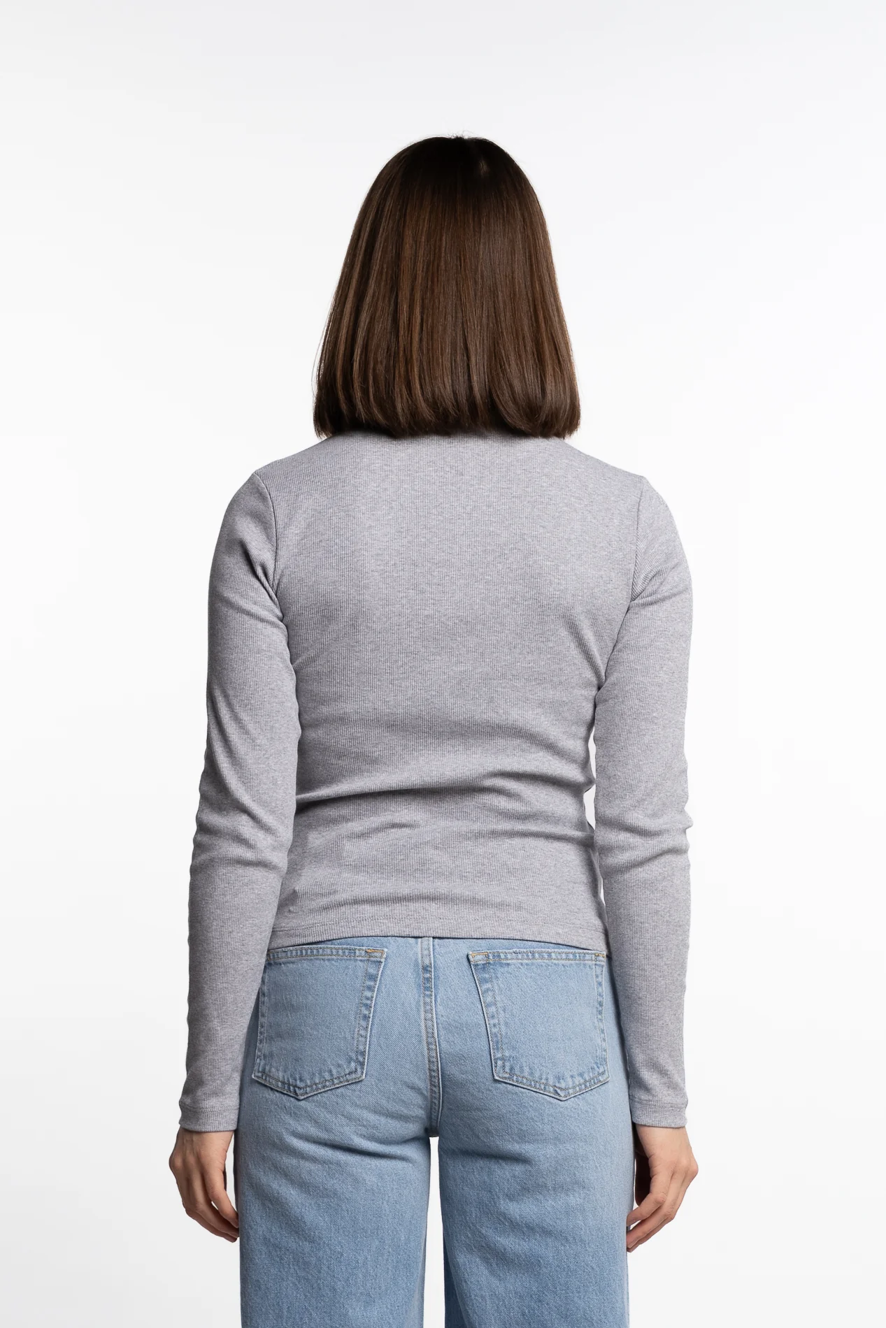 Petra Rib Turtleneck- Light Grey Melange - Image 5