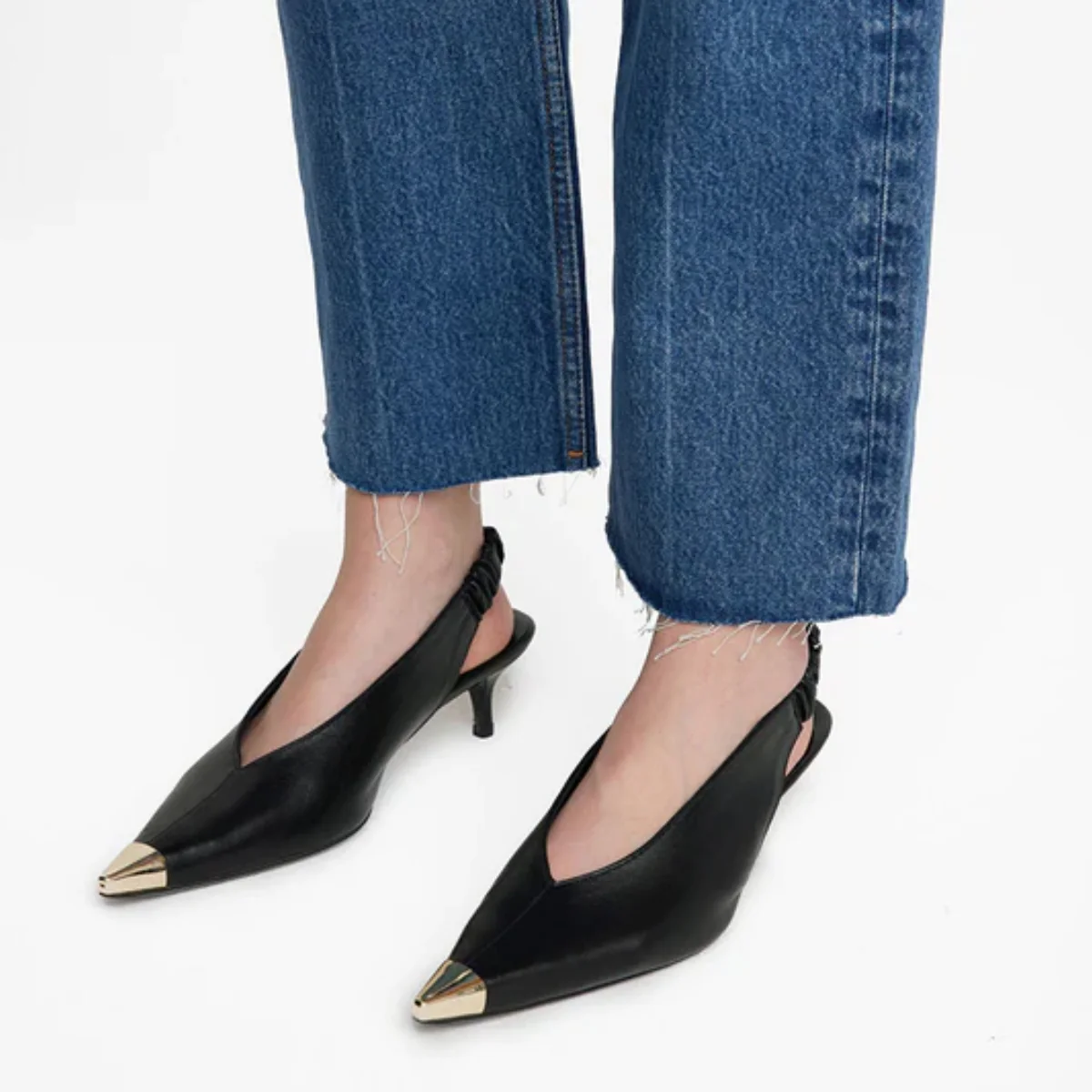 Nina Heels With Metal Toe Cap- Black - Image 2