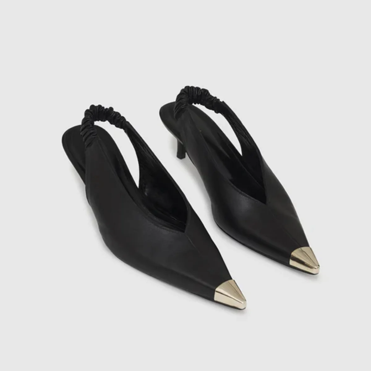 Nina Heels With Metal Toe Cap- Black - Image 3