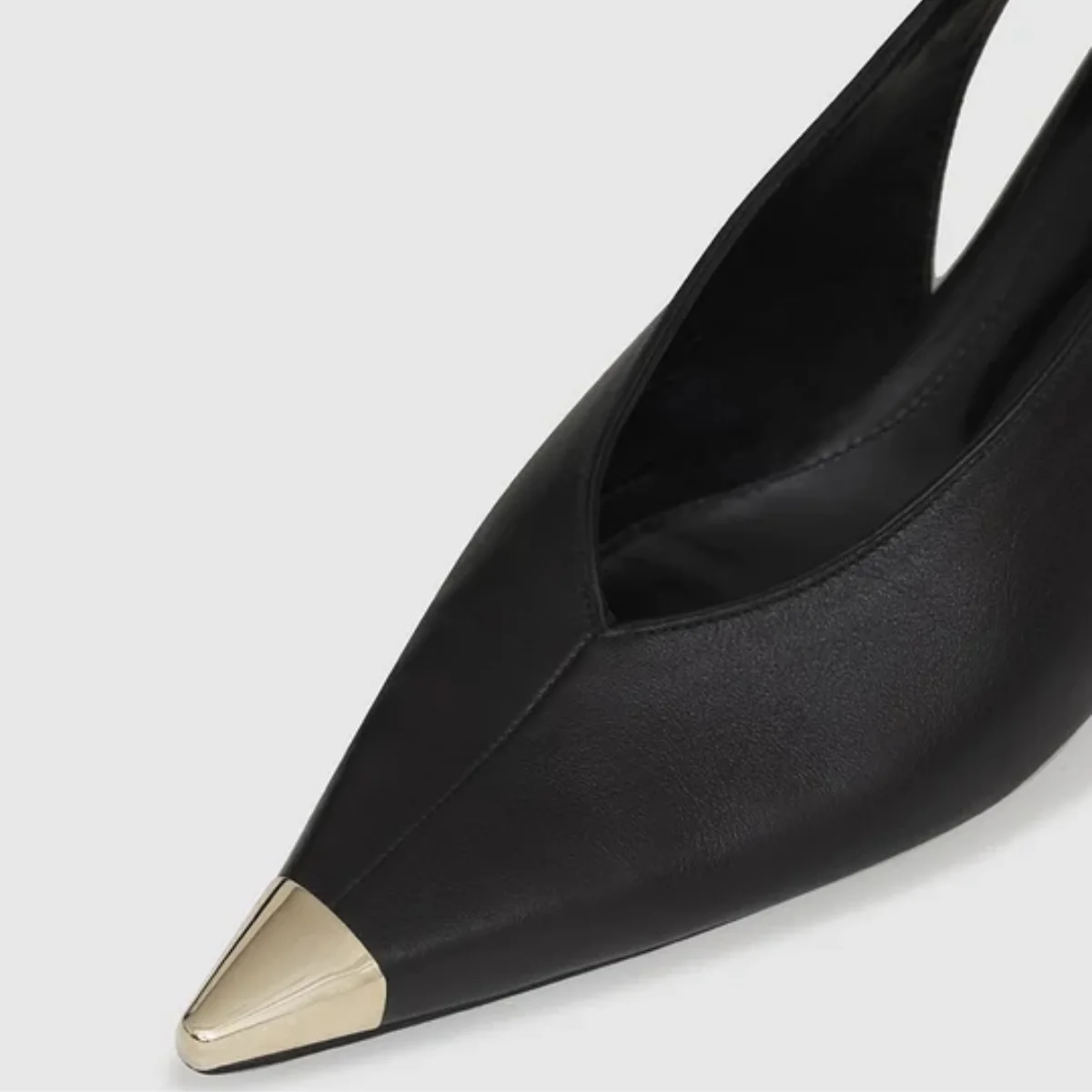 Nina Heels With Metal Toe Cap- Black - Image 5