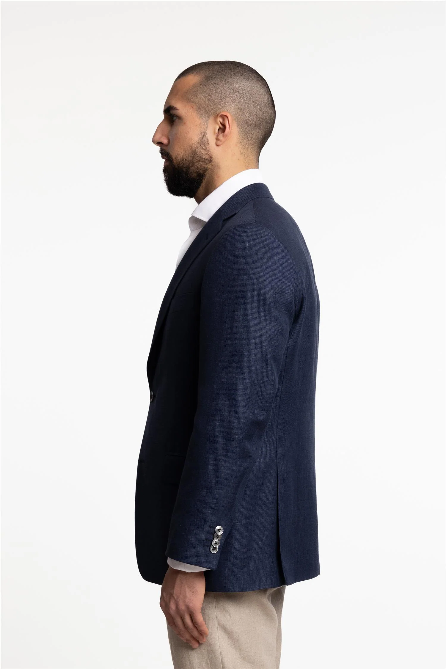Joel Wide Fit Linen/Wool Blazer Baltic Blue - Image 2