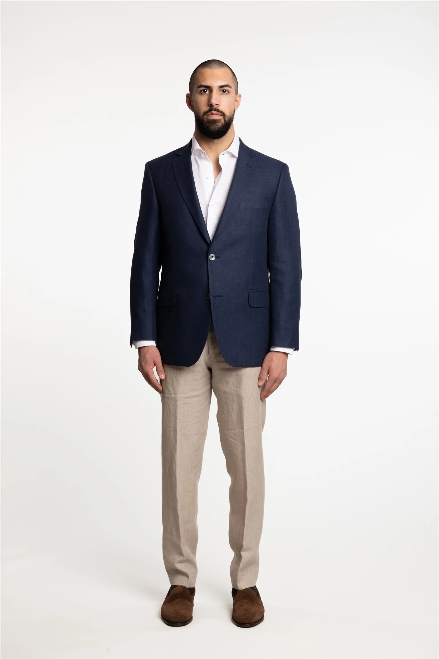 Joel Wide Fit Linen/Wool Blazer Baltic Blue - Image 4