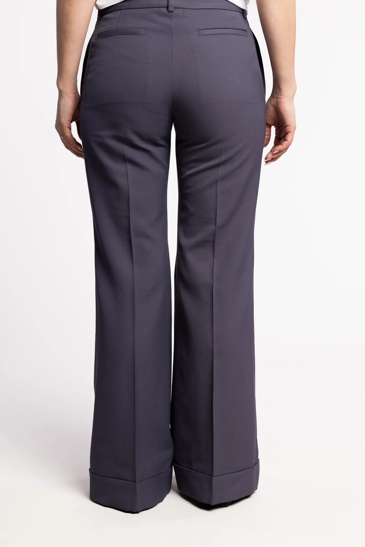 Tailored Flare Trousers- Mid Blue - Image 3