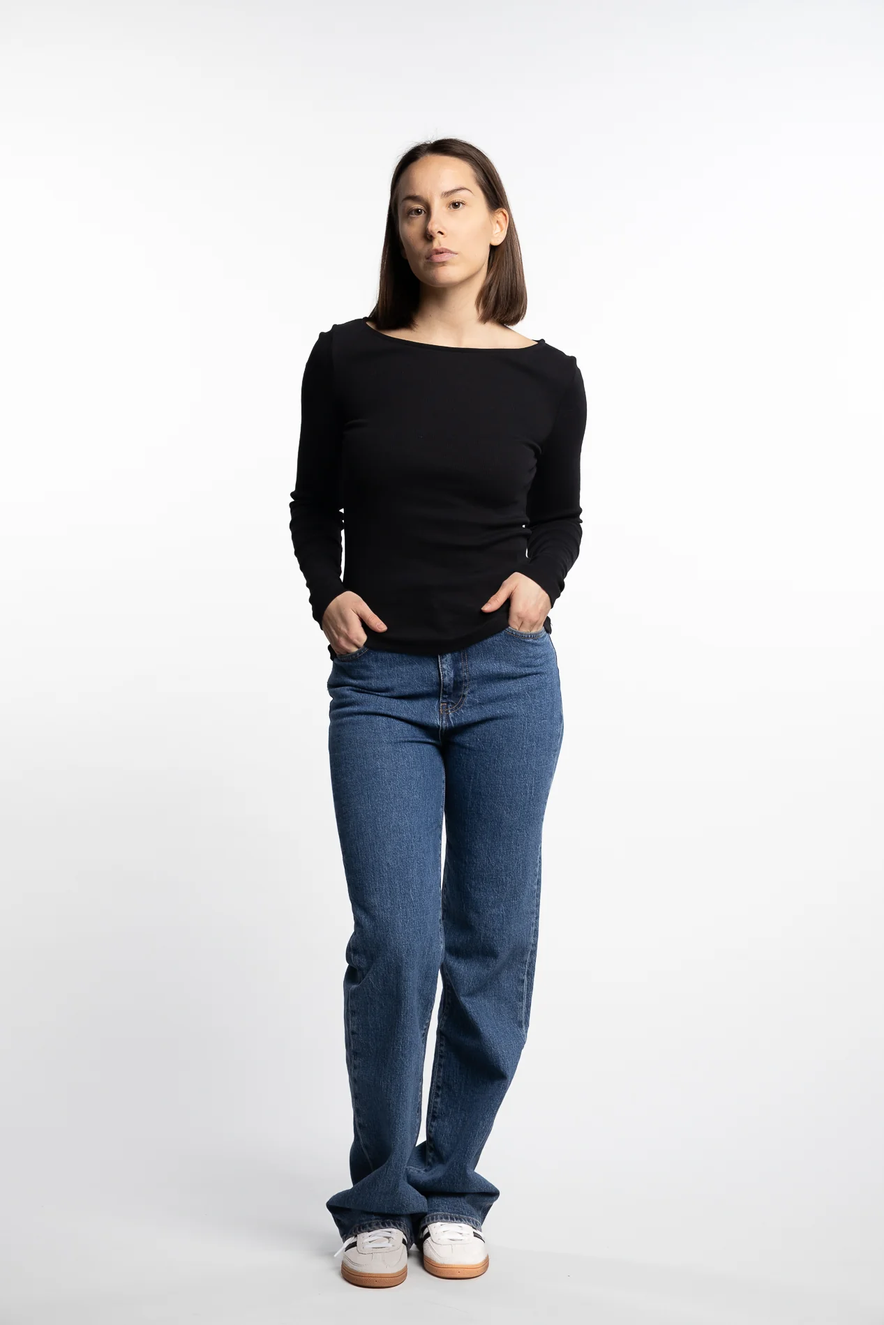 Petronella Rib Boatneck- Black - Image 2