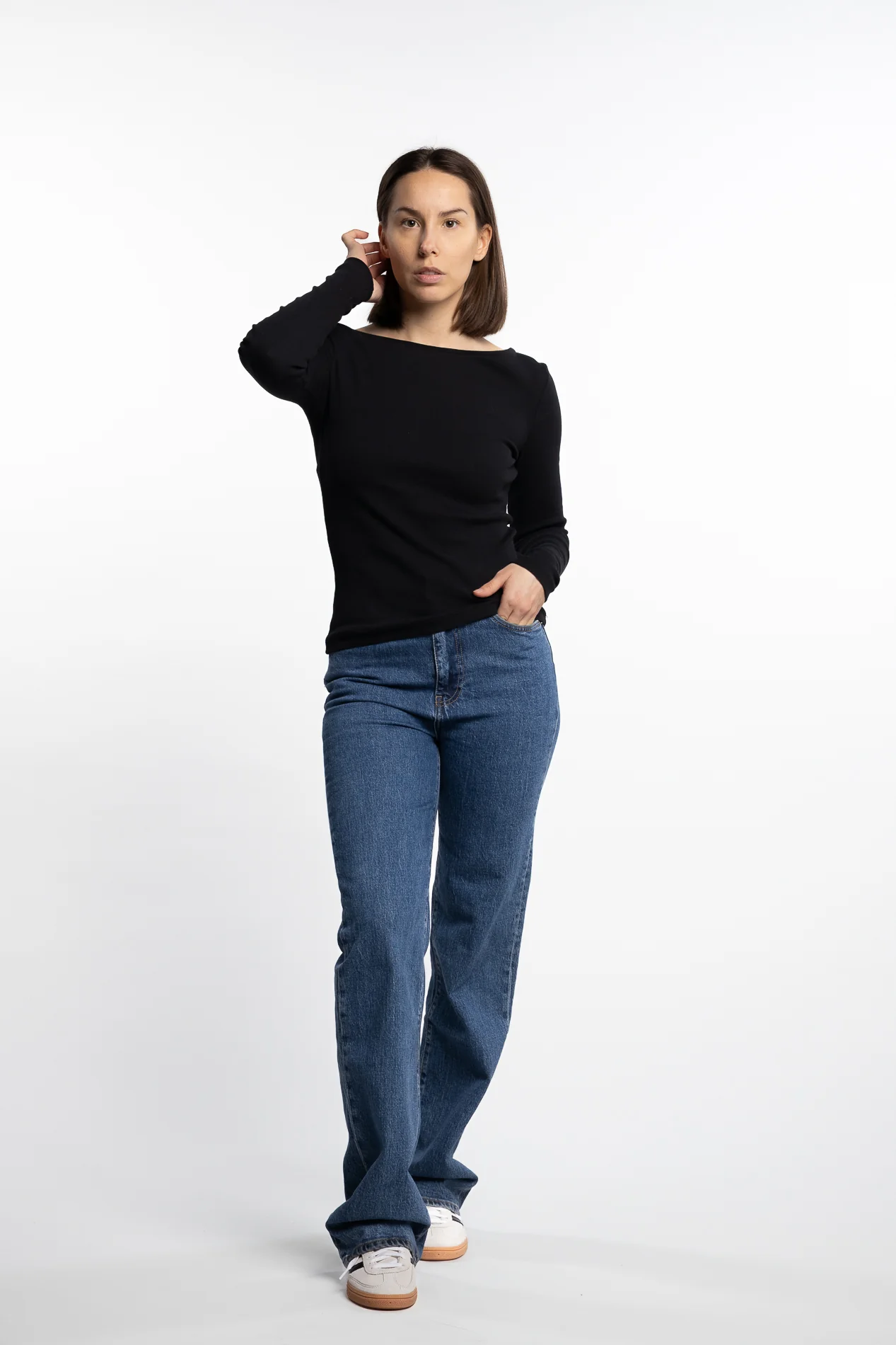 Petronella Rib Boatneck- Black - Image 3