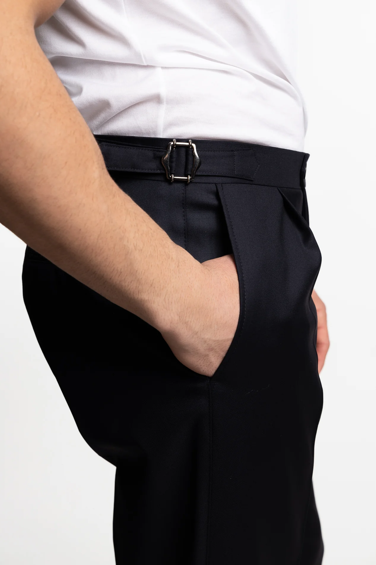Prato Pleated Wool Trousers Ink Blue - Image 4