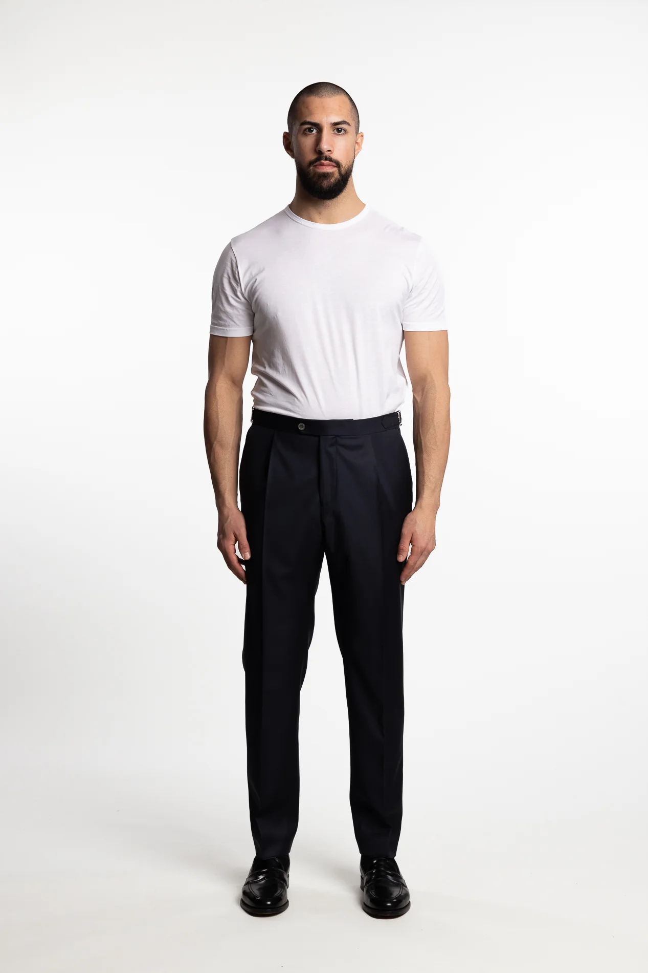 Prato Pleated Wool Trousers Ink Blue - Image 6